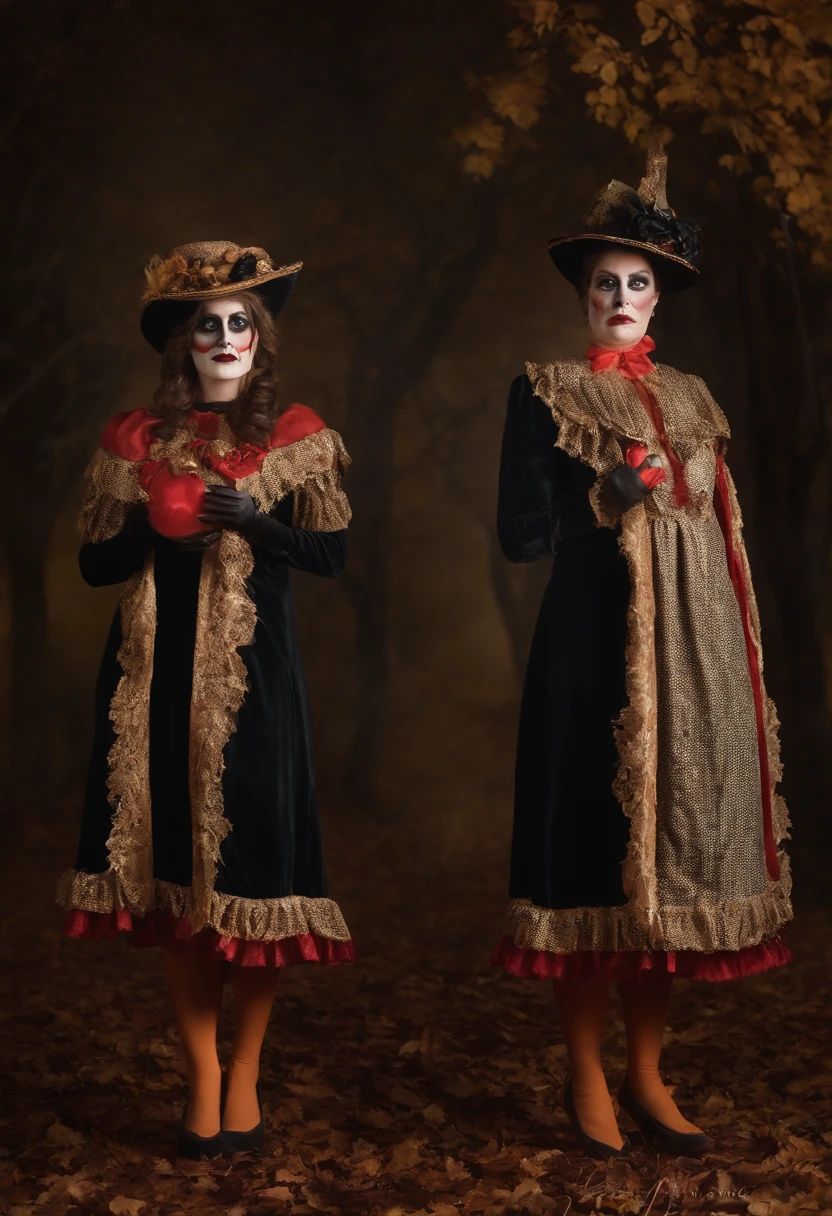 bandelette 5X15cm de 3 photos venant d'une imprimante. 3 Different Poses of Multiple People Dressed Up for Halloween. First installation, les personne sont normales, Second Pose People Are Scary and Third Pose, people make a Halloween face and are very ugly