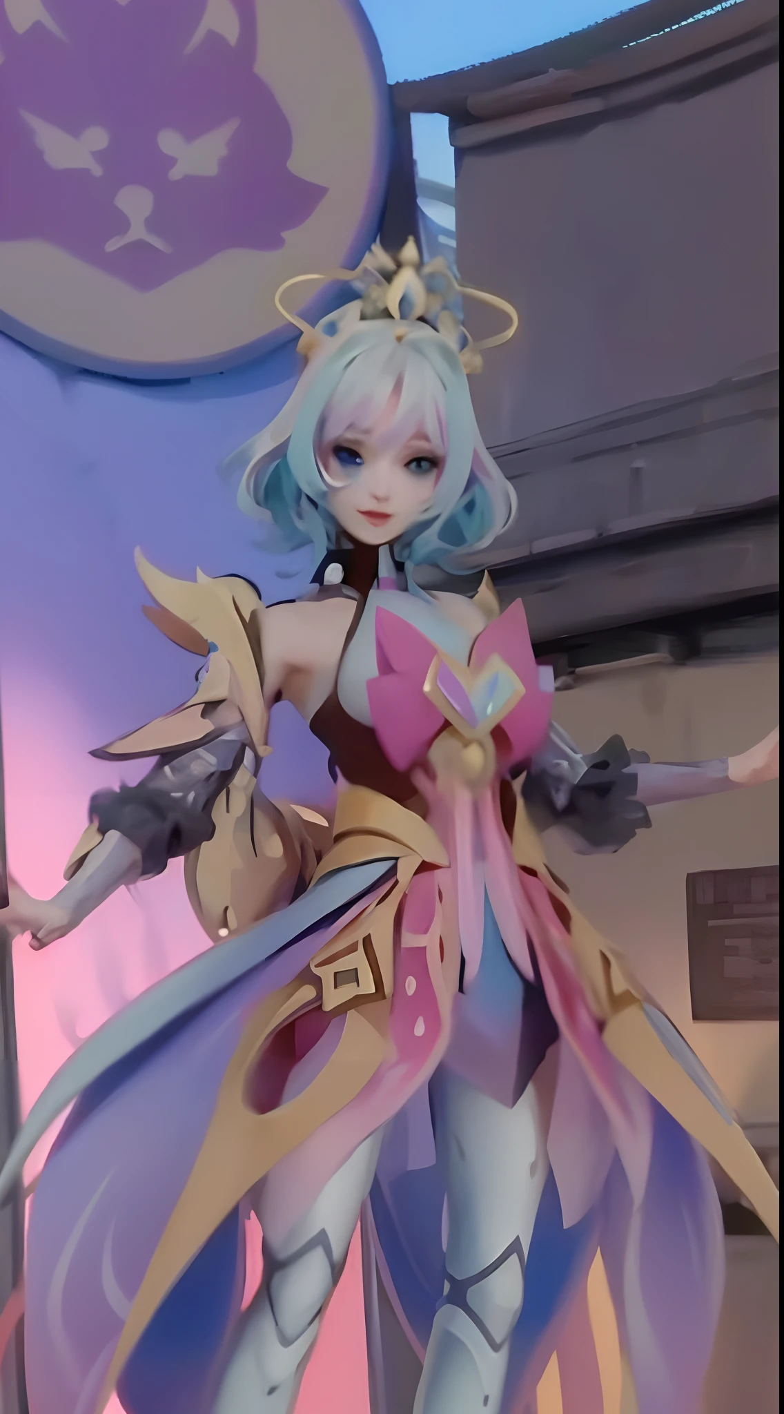A highly detailed image of a blind box figurine, full-body, PVC figure, ultra detailed, (((female, anime character, magical girl figurine, flowing pink hair, magical girl outfit, flat chest, small breasts, a-cup, ultra petite body, athletic build))), dynamic pose, small figurine, figurine stand, (detailed eyes, ultra detailed eyes), sitting on top of larger computer desk, viewed from front, high angle perspective, bright light, digital art, highly detailed, fine detail, intricate, ornate, complex, octane render, unreal engine, photorealistic, 8k, 16k,
