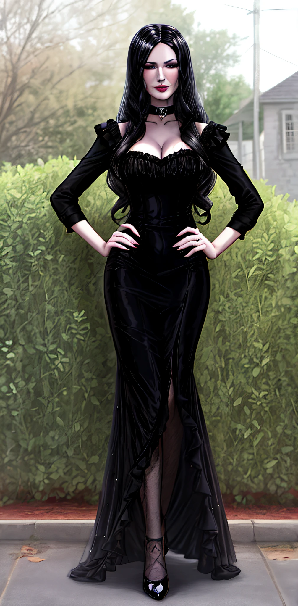 long cool woman in a black dress