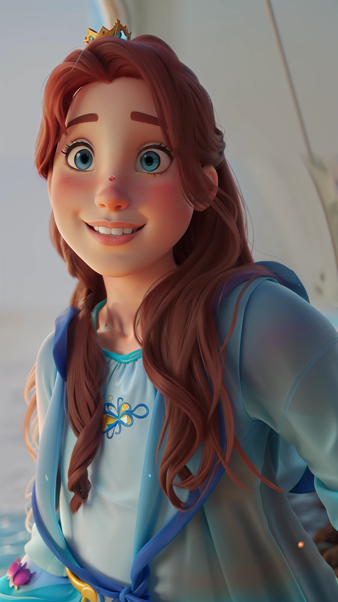 Princesa Ariel da Disney com fundo azul representando o mar