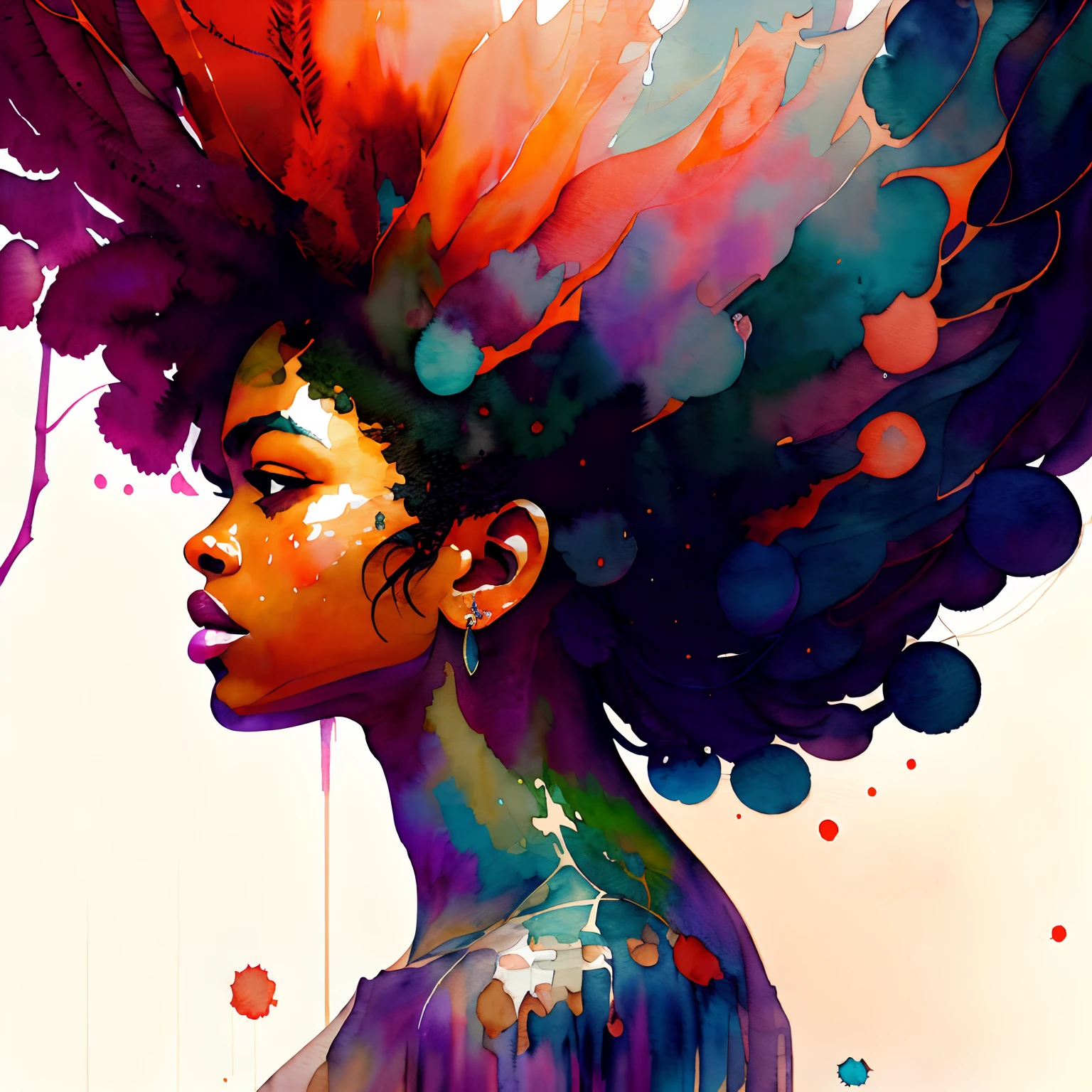 wtrcolor style, Digital art of a tree, official art, masterpiece, Beautiful, ((watercolor)), paint splatter, intricate details. Highly detailed, detailed, [dripping:0.5], Trending on artstation, by Rachel Walker, looking like a real painting, centered, sideshot, random woman, dark colours, calm colours