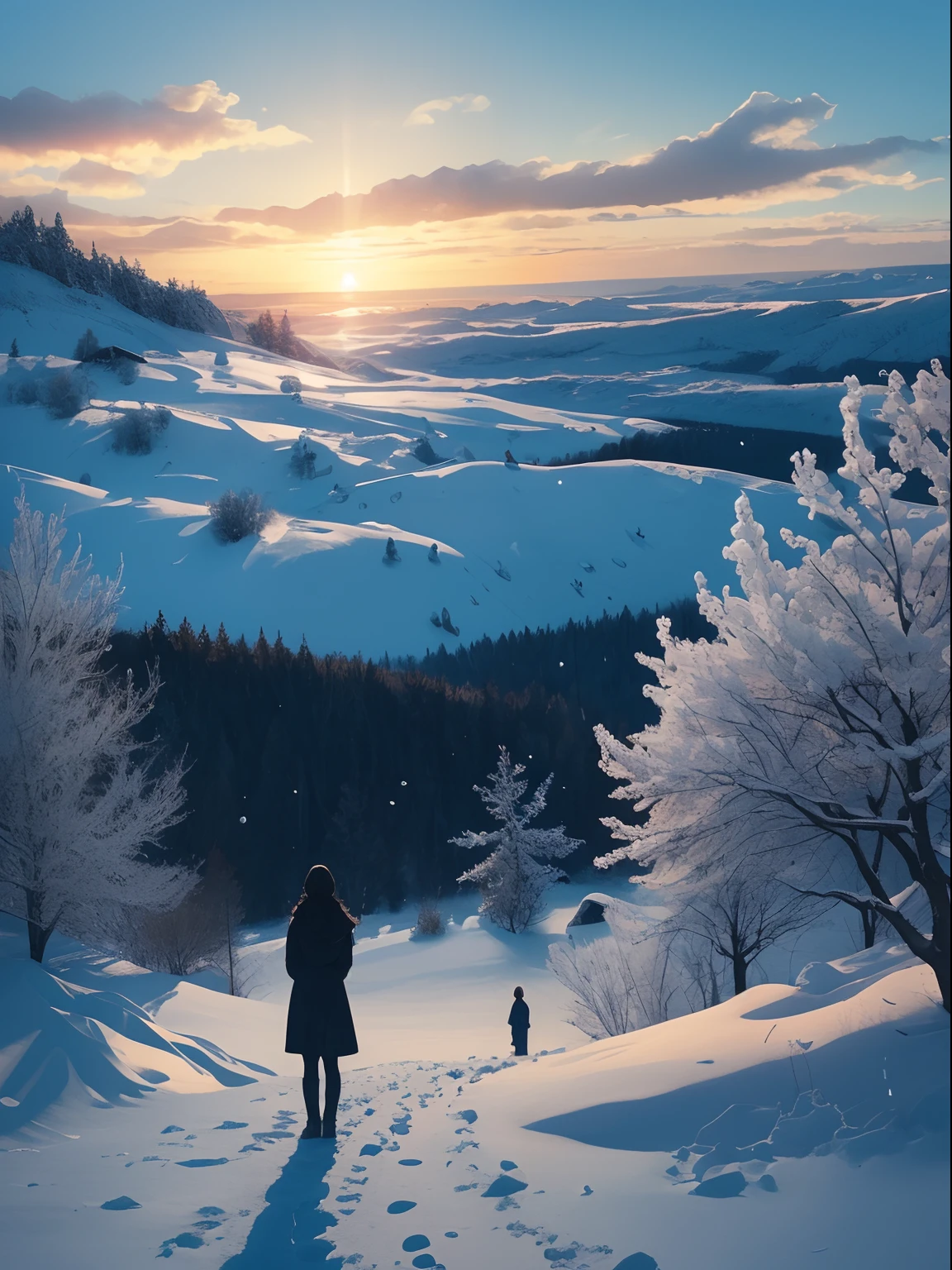 beautiful landscapes of winter anime makoto shinkai masterpiece --auto --s2