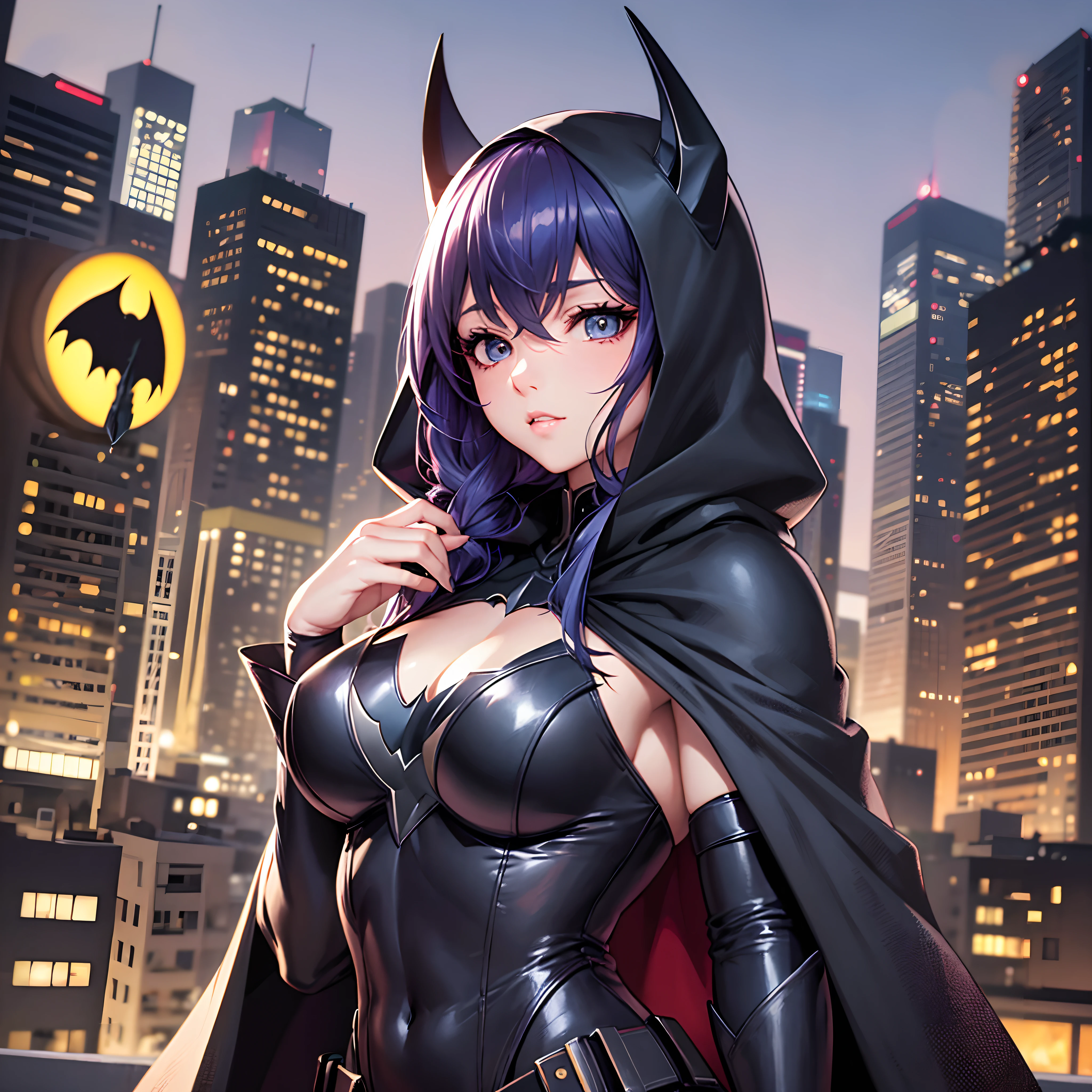 Tall guy, Short black hair, Yellow eyes, Batman, Masterpiece, high qulity