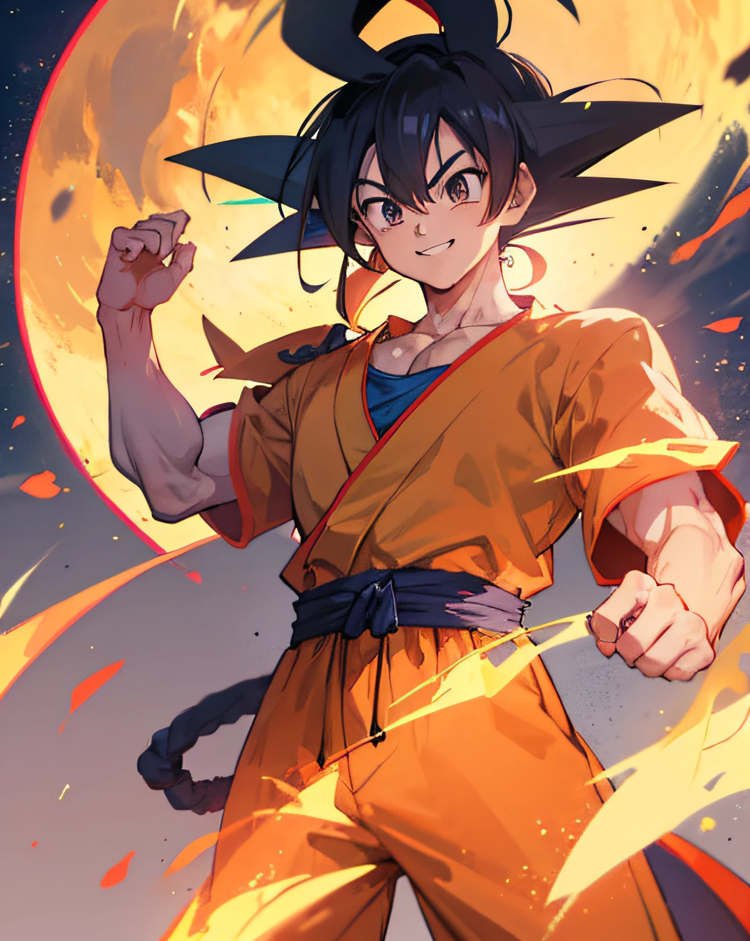 goku, smile, HD, high res, looking at viewer, high quality