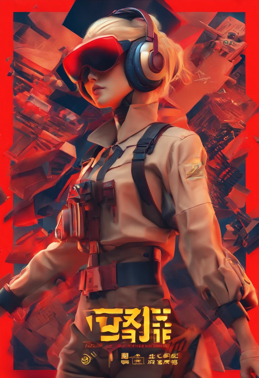 National Day Events，national day，VR Poster，VR headset，figura，城市，handwriting，Cyberpunk Personality，Event Poster，threesome