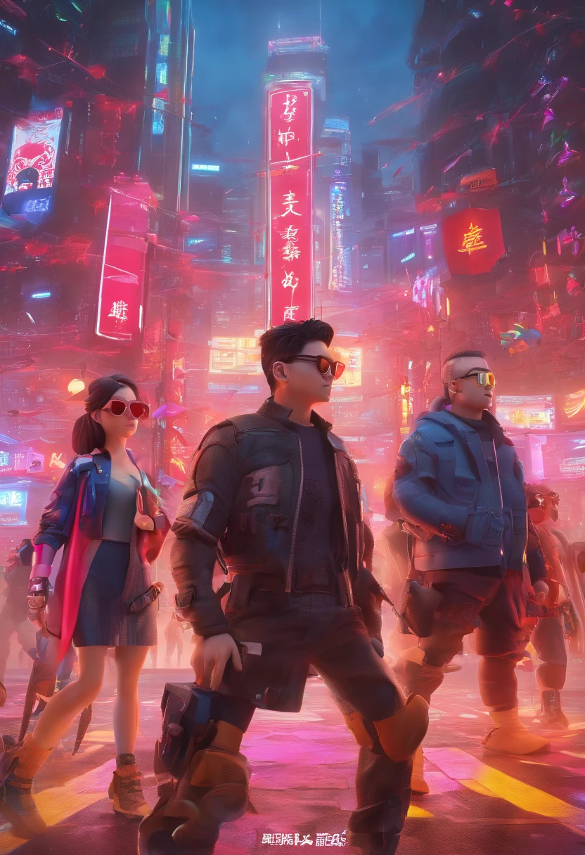 National Day Events，national day，VR Poster，VR headset，figura，城市，handwriting，Cyberpunk Personality，Event Poster，threesome，Chinese，ember