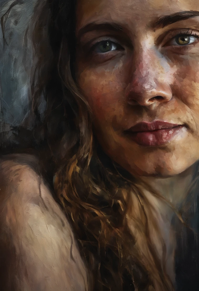 (close-up, editorial photograph of a 21 year old woman), (highly detailed face:1.4) (smile:0.7) (background inside dark, moody, private study:1.3) POV, by lee jeffries, nikon d850, film stock photograph ,4 kodak portra 400 ,camera f1.6 lens ,rich colors ,hyper realistic ,lifelike texture, dramatic lighting , cinestill 800,