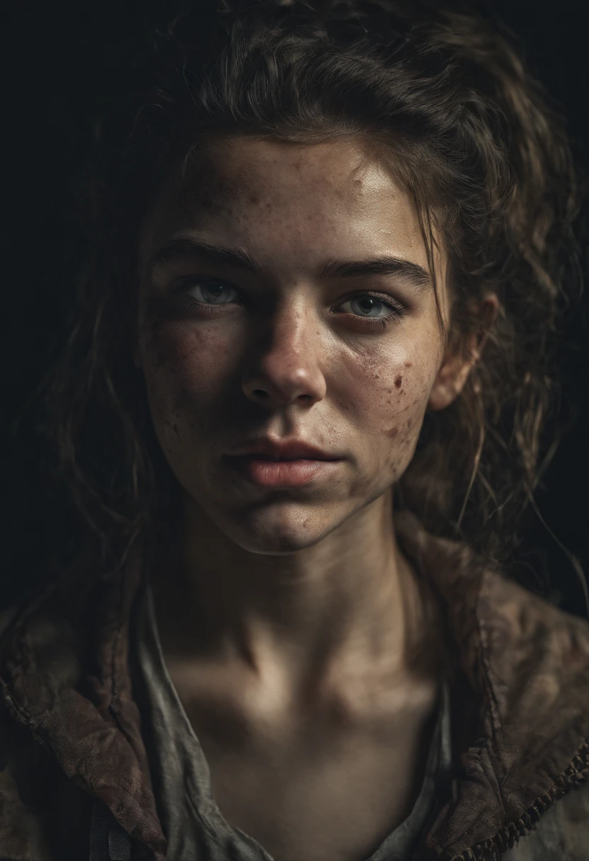 (close-up, editorial photograph of a 21 year old woman), (highly detailed face:1.4) (smile:0.7) (background inside dark, moody, private study:1.3) POV, by lee jeffries, nikon d850, film stock photograph ,4 kodak portra 400 ,camera f1.6 lens ,rich colors ,hyper realistic ,lifelike texture, dramatic lighting , cinestill 800,