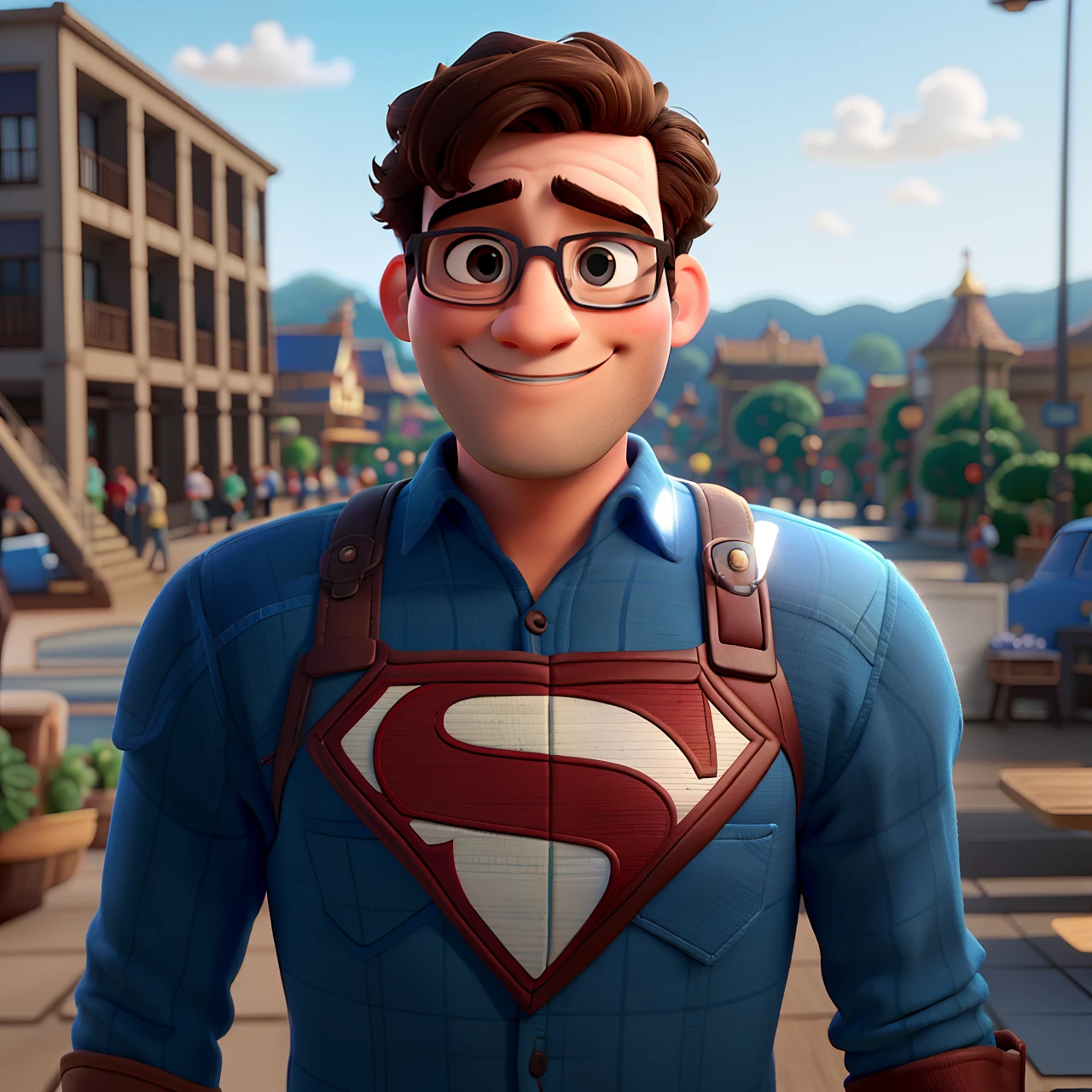 A Man in Disney Pixar Style Glasses, alta qualidade, melhor qualidade