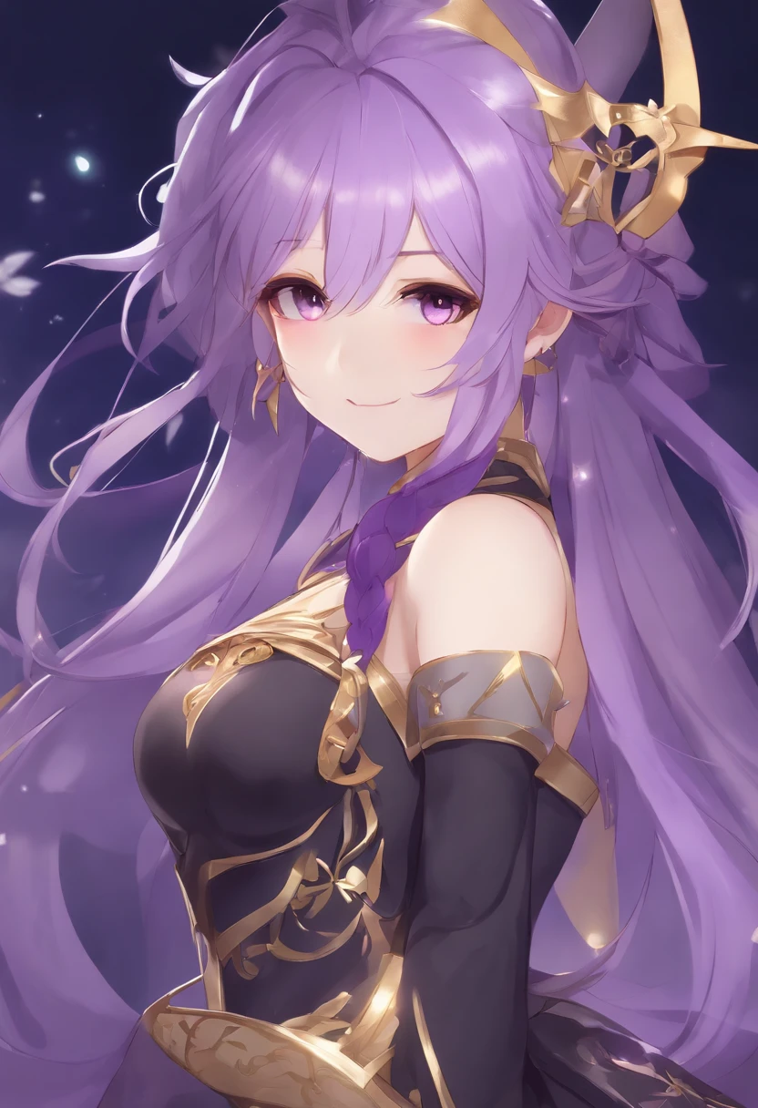 Anime girl with purple hair and purple eyes in purple costume, Ayaka Genshin Impact, [[[[grinning evily]]]], akasuki voidstar, portrait onmyoji, Hajime Yatate, anime moe art style, portrait knights of zodiac girl, keqing from genshin impact, ayaka game genshin impact