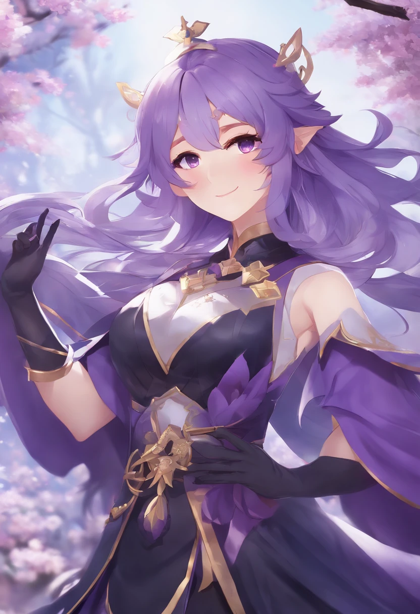 Anime girl with purple hair and purple eyes in purple costume, Ayaka Genshin Impact, [[[[grinning evily]]]], akasuki voidstar, portrait onmyoji, Hajime Yatate, anime moe art style, portrait knights of zodiac girl, keqing from genshin impact, ayaka game genshin impact