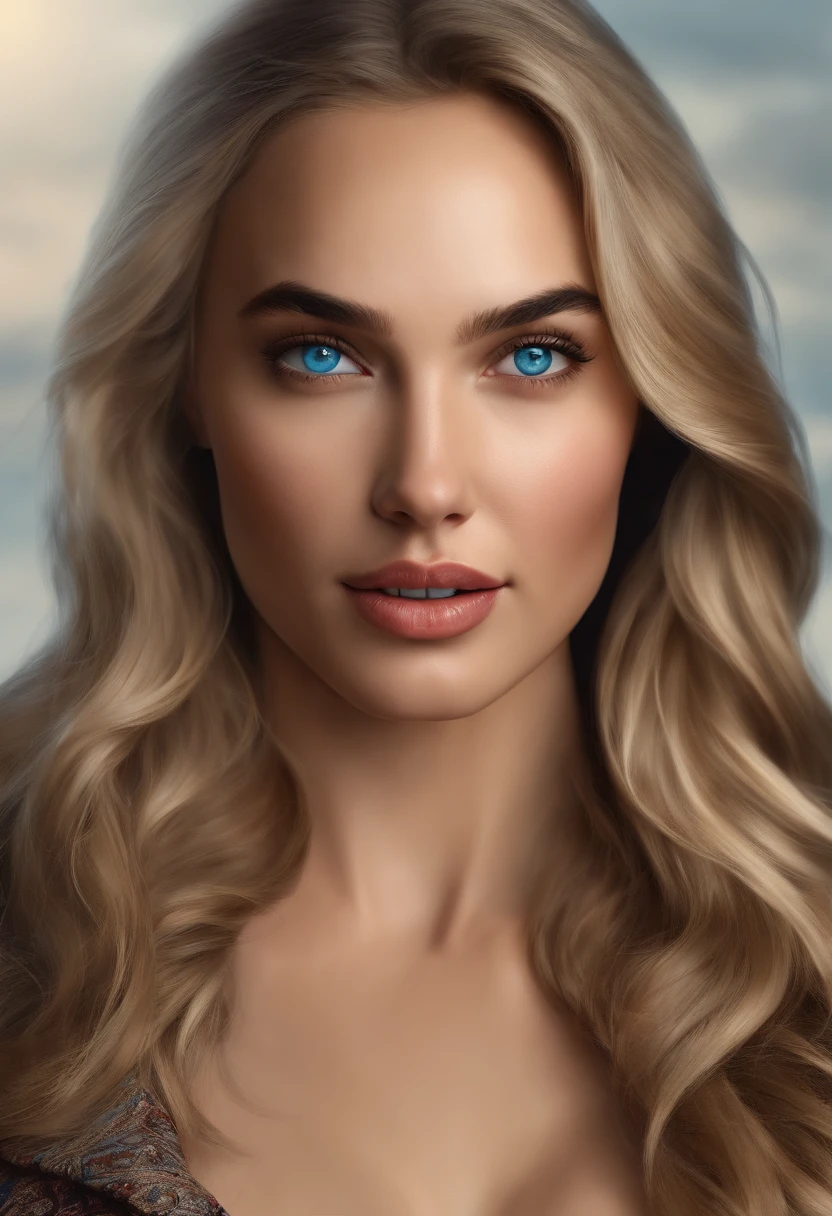 girl with blue eyes, ultra realistic, meticulously detailed, portrait gal gadot blonde hair and large eyes