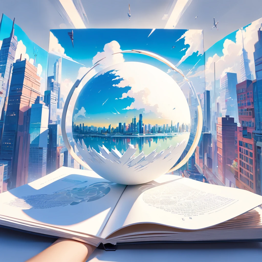 (Pop-up Books,White background:1.35),Postmodern art style,(abstracted:1.2)(Penrose Escher-style sphere) Consists of (Cyberpunk City:1.2),Change to (James Rosenquist,Roy Lichtenstein) Eagle Ball,Inception,Impossible geometric structures,Mobius Ring,Cyberpunk City Intertwined with Spheres,inflation,3 seconds after the Big Bang & The Expanding Multiverse,dry ice,steam,cloud,Plume of smoke,Smoke rings,