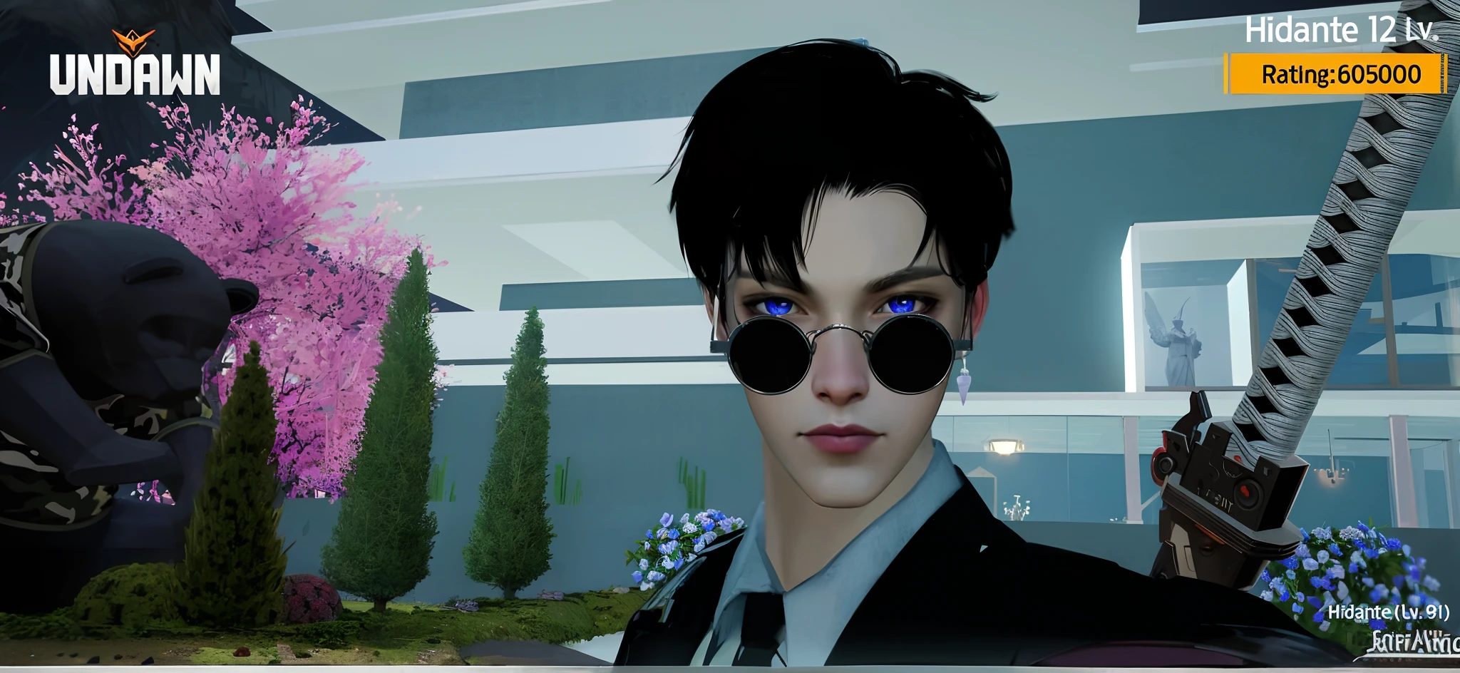 a close up of a person wearing sunglasses and a suit, inspired by Jean Malouel, second life avatar, delicate androgynous prince, glitch effects over the eyes, inspired by Shinji Aramaki, inspired by Aleksander Gine, virtual self, darkwave goth aesthetic, it has a piercing gaze, inspired by Sim Sa-jeong, mall goth