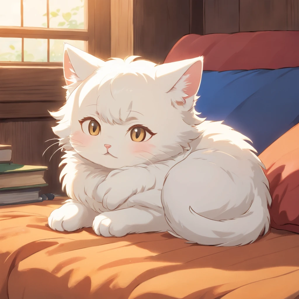 (Best quality, A high resolution),A white kitten curled up in sleep,Endearing,hairy pubic,with its soft fur,Peaceful,cozily,Meticulous details,Cute little paws,serene,comfortable,Quiet,blissful,Vivid colors,Gentle lighting