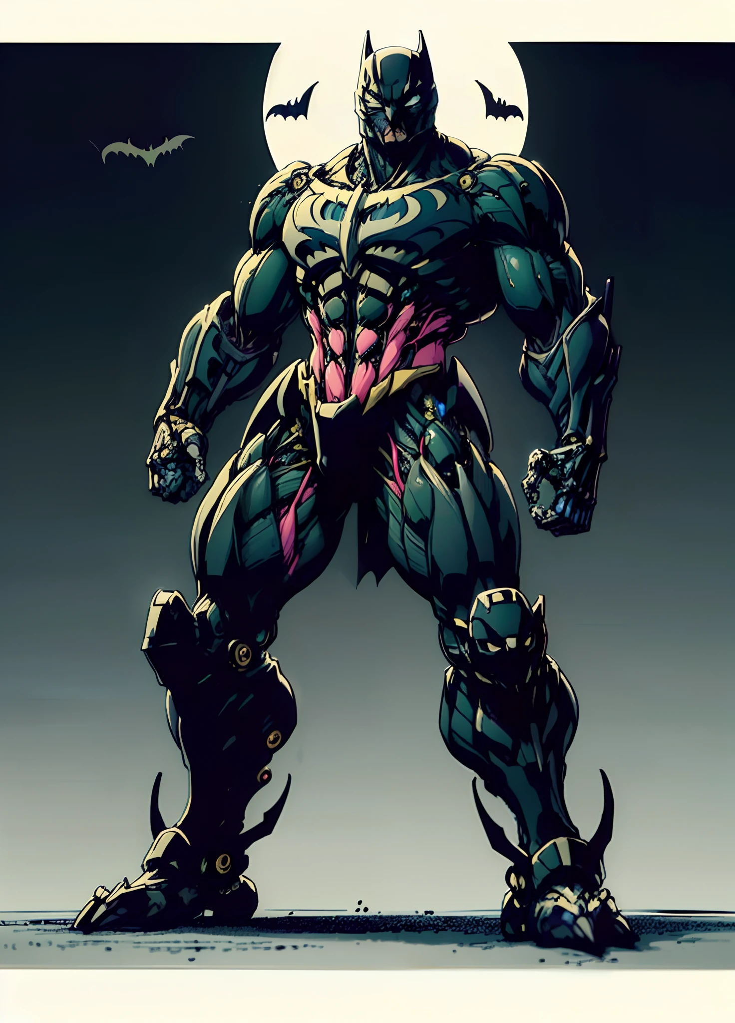 cartoon aliens with an unusually developed muscular body, claws and a purple body, muscle monster, celshade, guyver style,