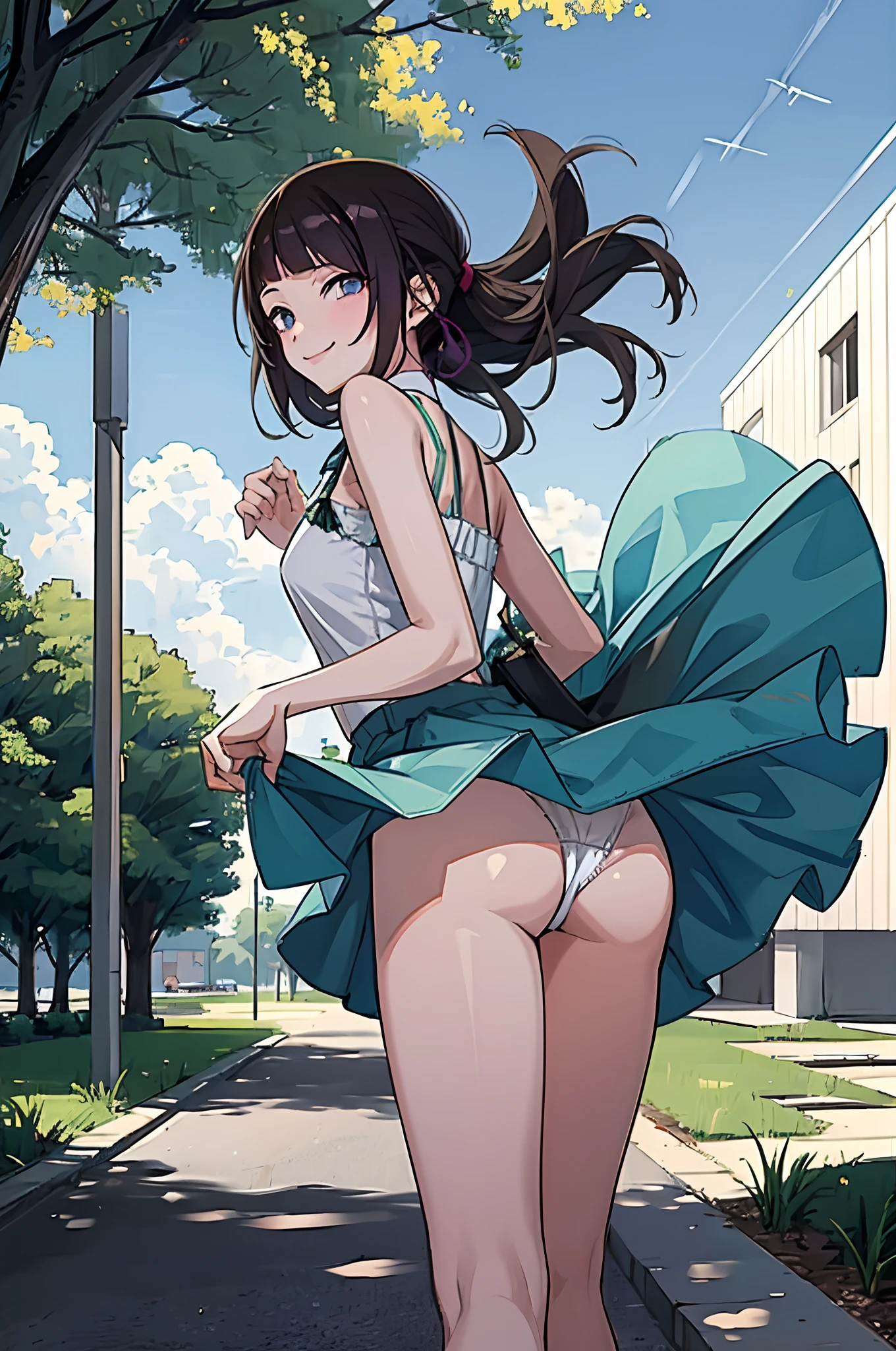 Top image quality, High image quality, masutepiece, Brunette Park Walk Shyce Smile Wind Blows,You can see your 16 year old girl completely without panties Two girls who saw NSFW crack Beautiful No Blast Stripping ,,, Doing