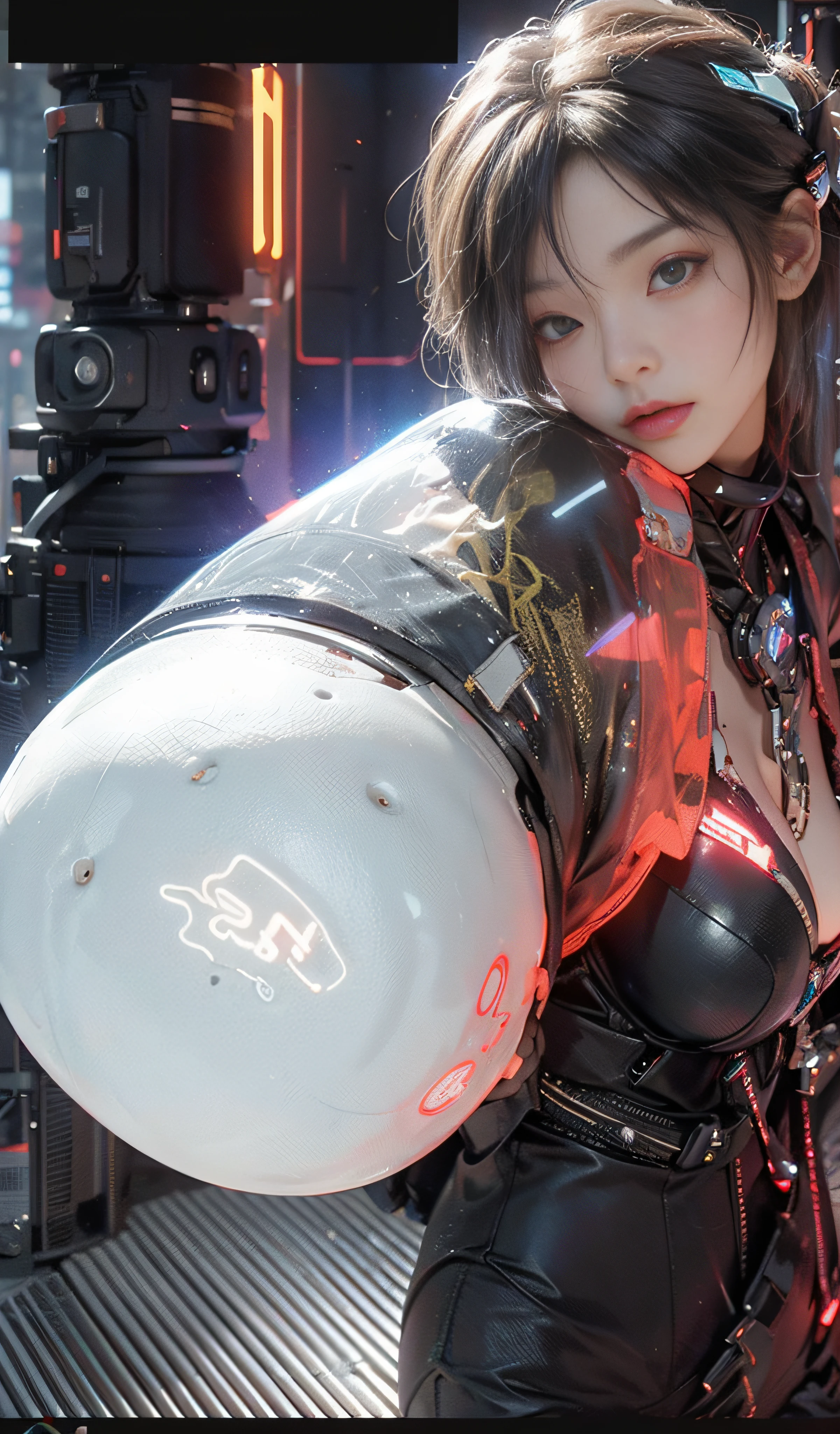((best qualtiy)), ((tmasterpiece)), (the detail:1.4), 。.。.。.。.。.。.。.3D, A beautiful cyberpunk female image,hdr(HighDynamicRange),Ray traching,NVIDIA RTX,Hyper-Resolution,Unreal 5,Subsurface scattering、PBR Texture、post-proces、Anisotropy Filtering、depth of fields、maximum definition and sharpness、Many-Layer Textures、Albedo e mapas Speculares、Surface coloring、Accurate simulation of light-material interactions、perfectly proportions、rendering by octane、Two-colored light、largeaperture、Low ISO、White balance、the rule of thirds、8K raw data、Cyberpunk sci-fi style,Black and white main color clothing,Blue luminous decoration,Highly reflective materials,White armor