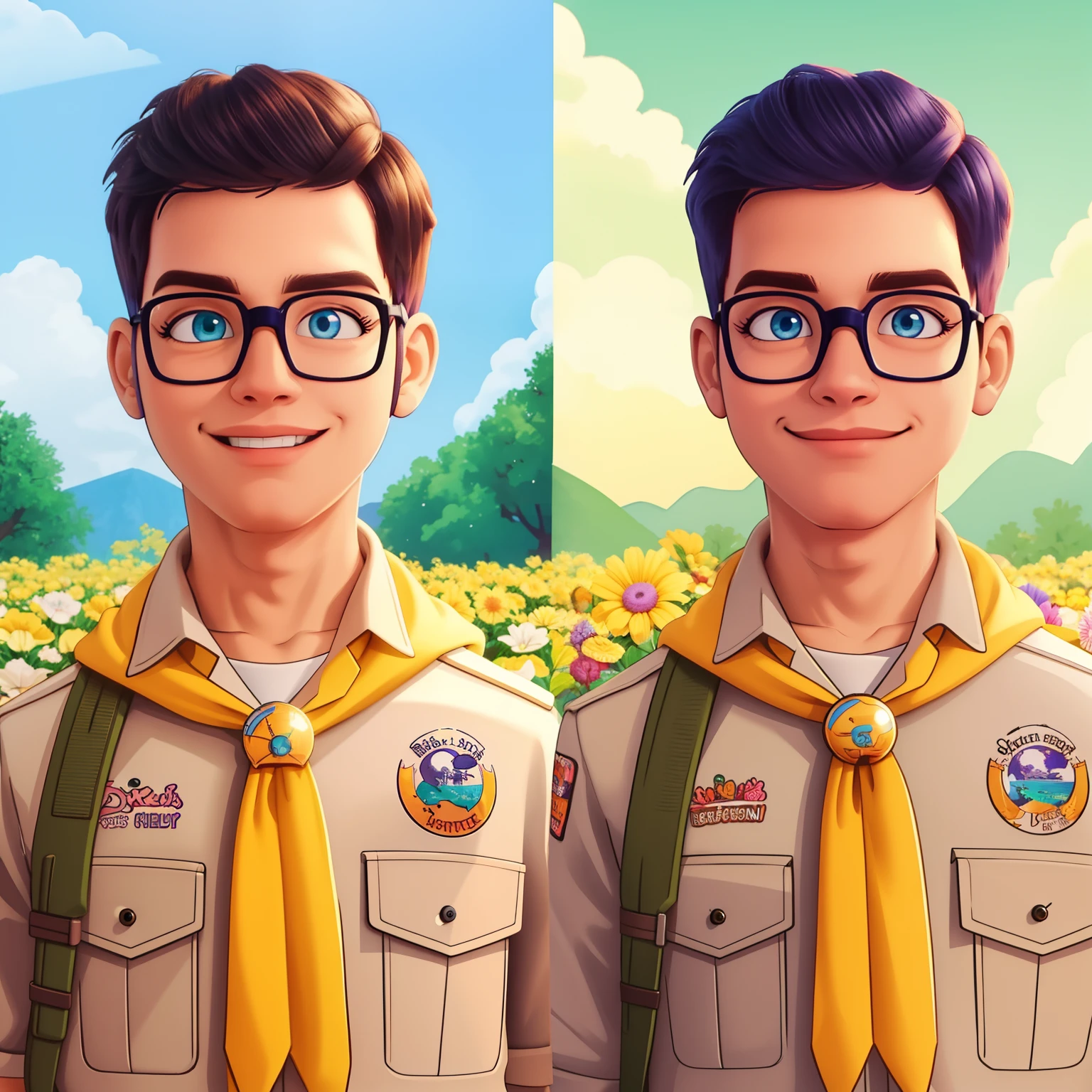 A Man in Disney Pixar Style Glasses, alta qualidade, melhor qualidade