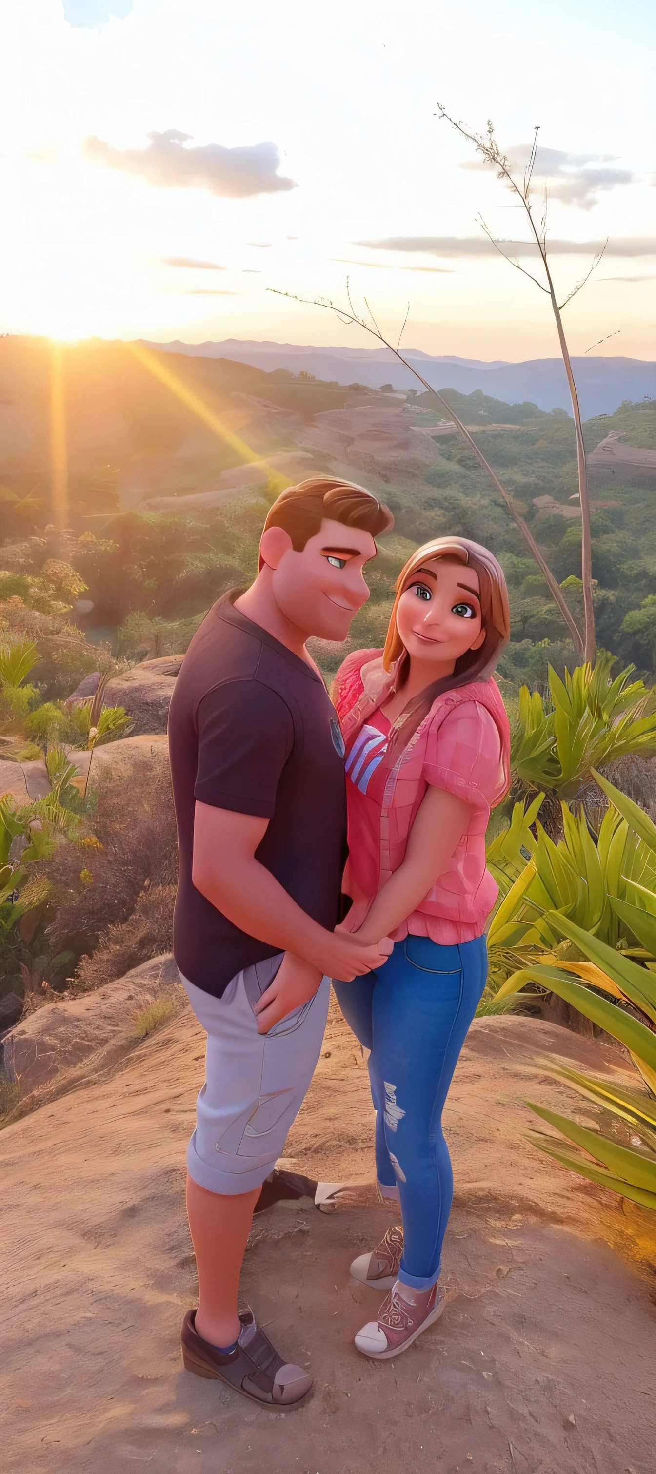 homem e mulher loira estilo disney pixar, alta qualidade, melhor qualidade