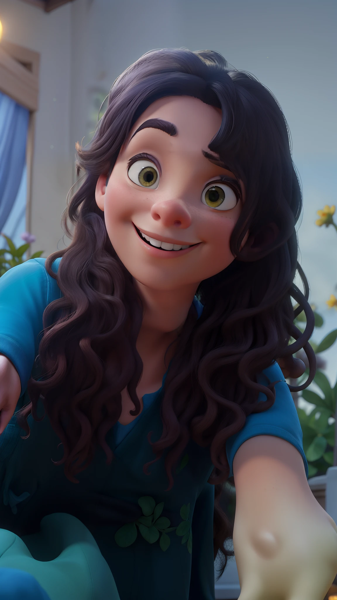 Pixar 3d Obra-prima, de melhor qualidade, A studio-like lighting in the background of a garden