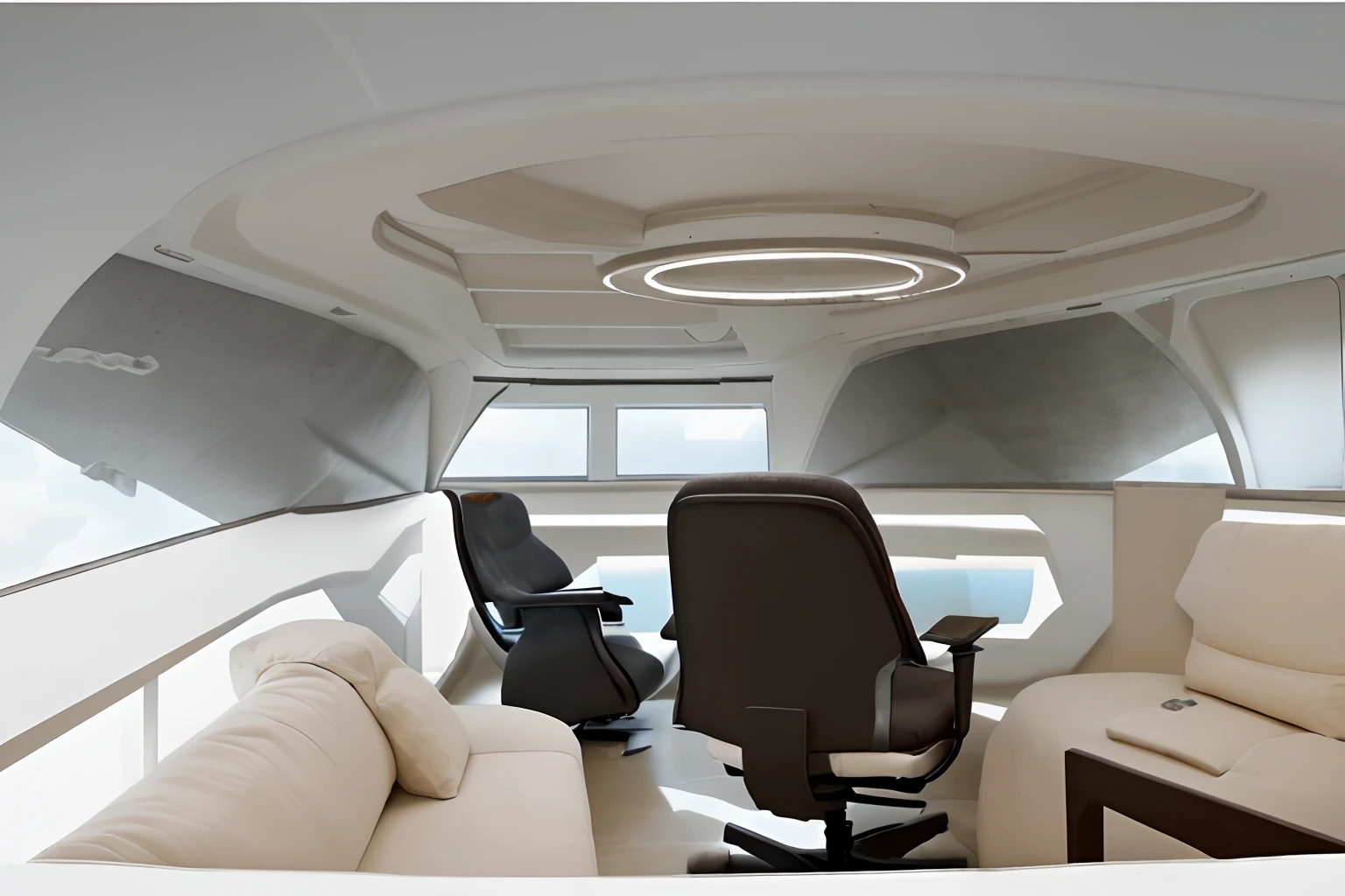 Erase the chair from this image and, Describe one big space , There is a cushion at the bottom.