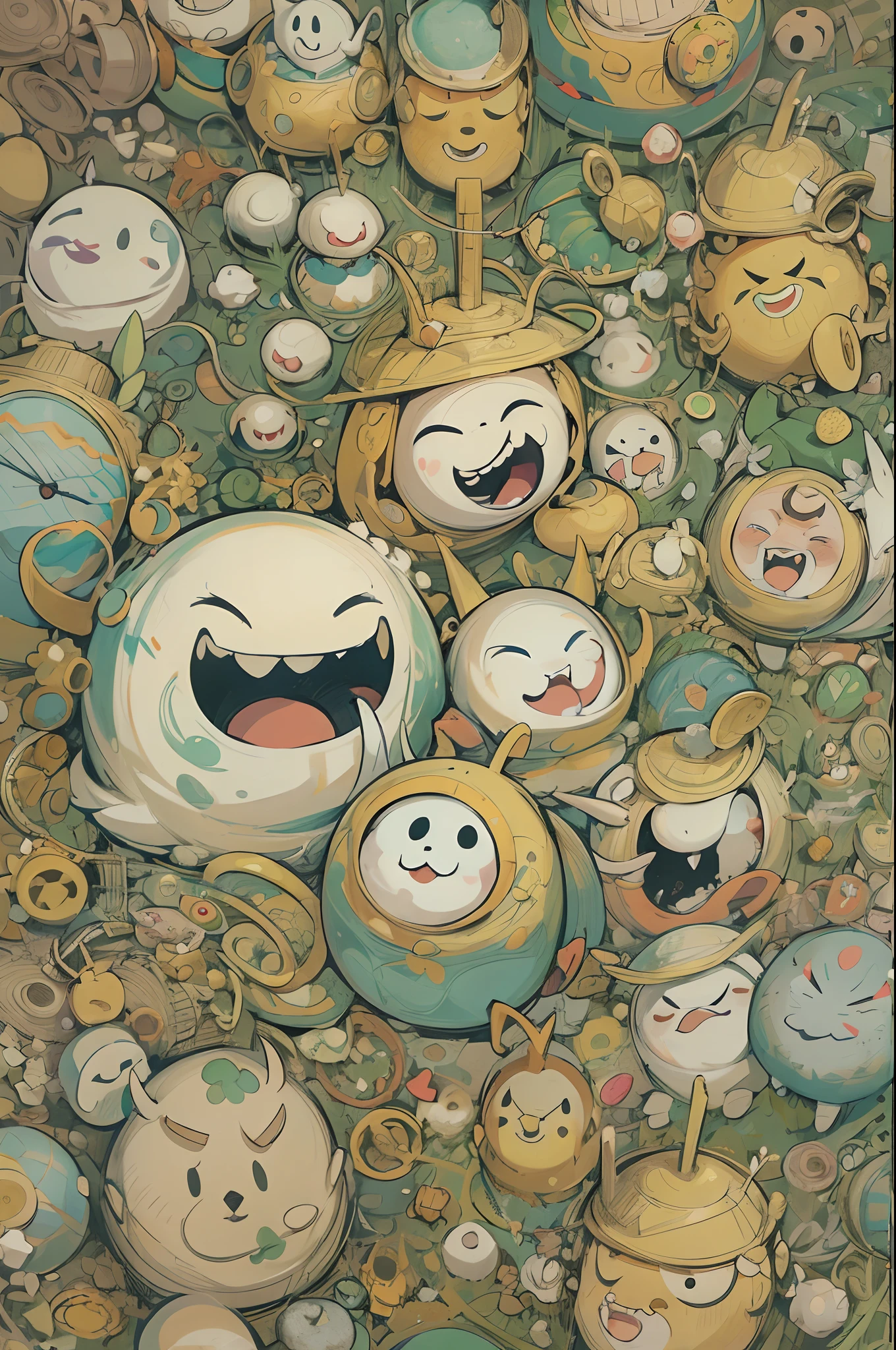 happy marshmallows, in style of adventure time, intricate detail, concept art,