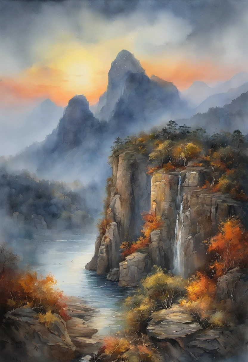 (Tang Feng),(A cliff illuminated by a huge moon),Ultra-long-range viewing angle,No Man,scenecy,the detail