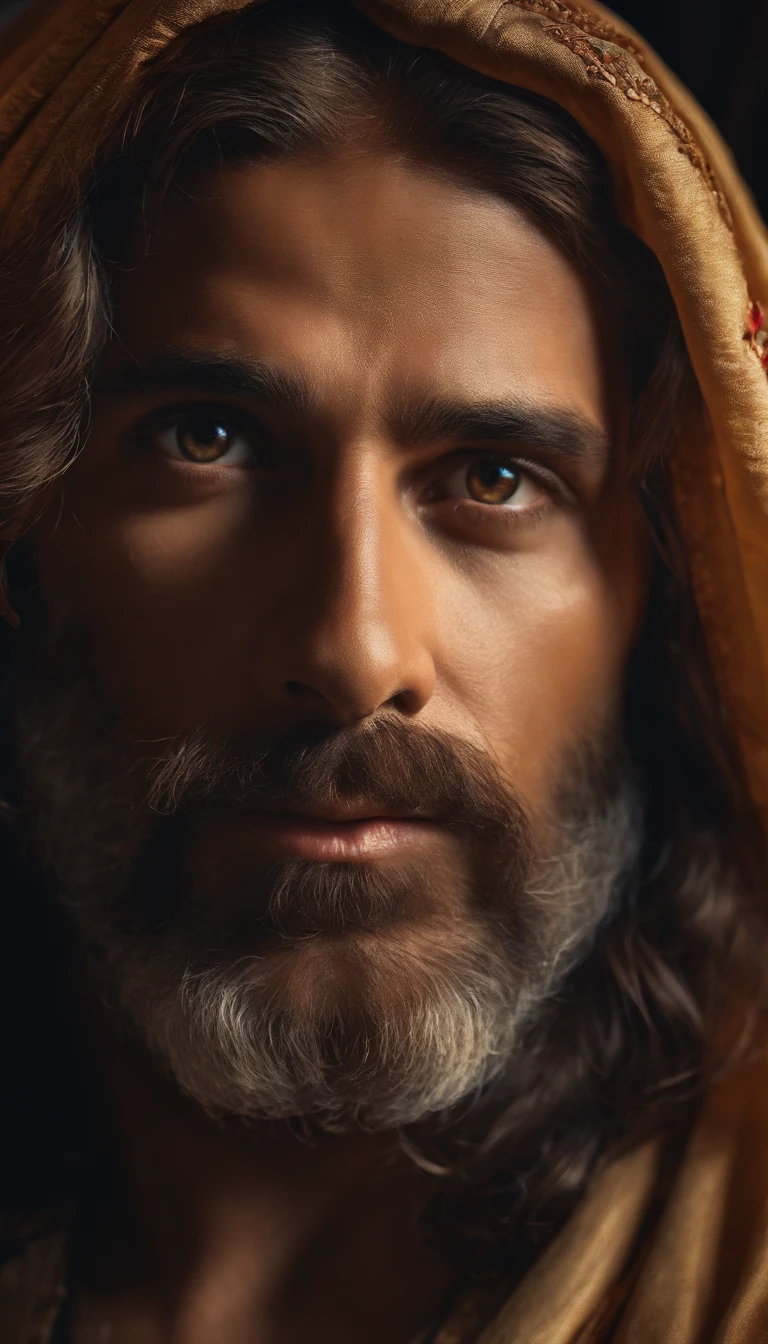 JESUS CRISTO FOTO escura: epic realistic, Soft cinematic portrait, adobe lightroom, photographic lab, altamente detalhado, desbotado, (cores neutras: 1,2), (hdr: 1,4) , (cores suaves:1.2), hiperdetalhado, (artstation:1.4), cinemactic, luzes quentes, dramatic light, (detalhes intrincados:1.1), fundo complexo, (rutkowski:0.66), (azul e laranja:0.4), 8K