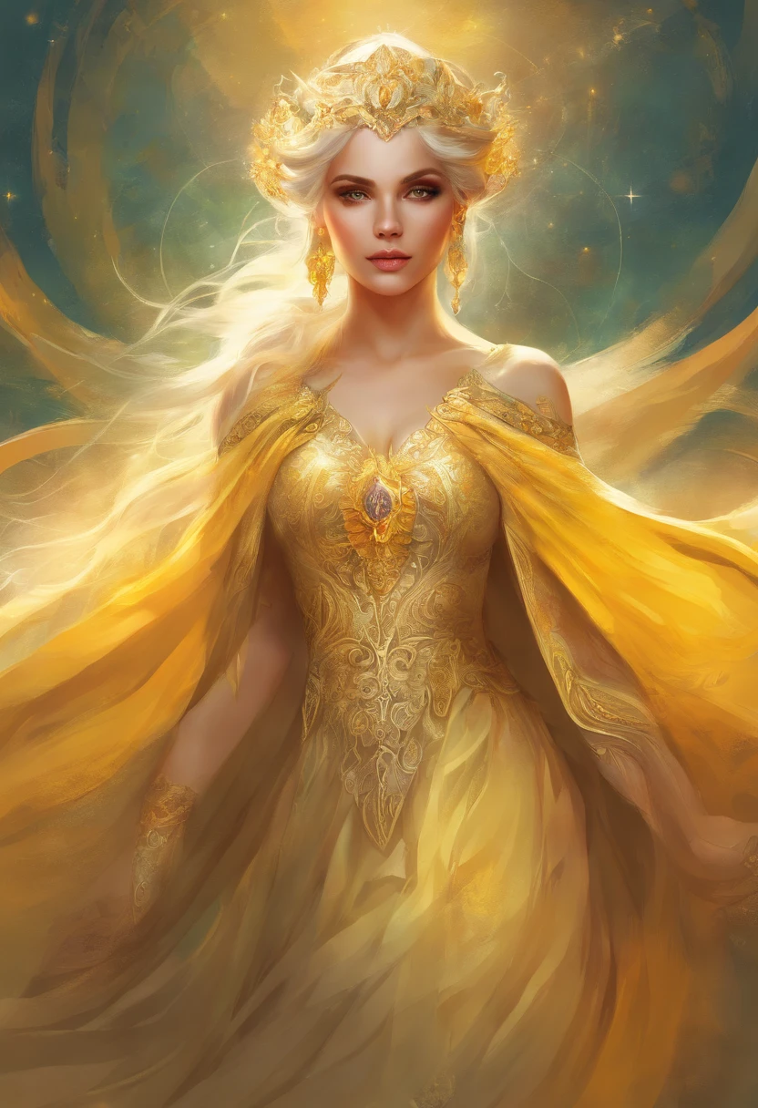 badashanren esmagando supermodelo feminina venezuelana, cabelos longos, vestido amarelo pastel, Apertado, retrato da parte superior do corpo subdimensionado, grandes seios naturais, hiper-realismo, Fundo do quarto feminino altamente detalhado,sunlight ,