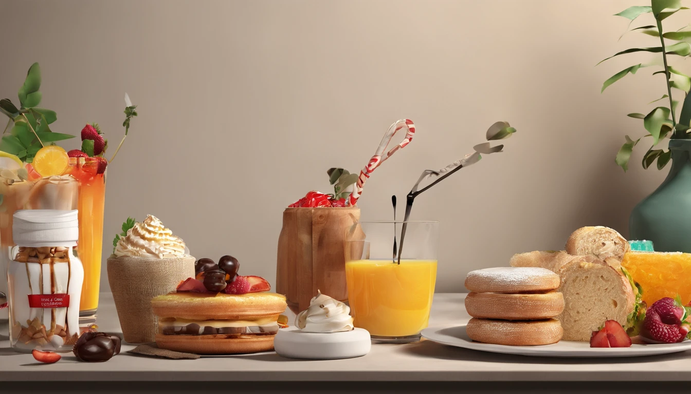 cardapio com 6 produtos doces e 6 salgados para um brunch, in very high resolution 4k