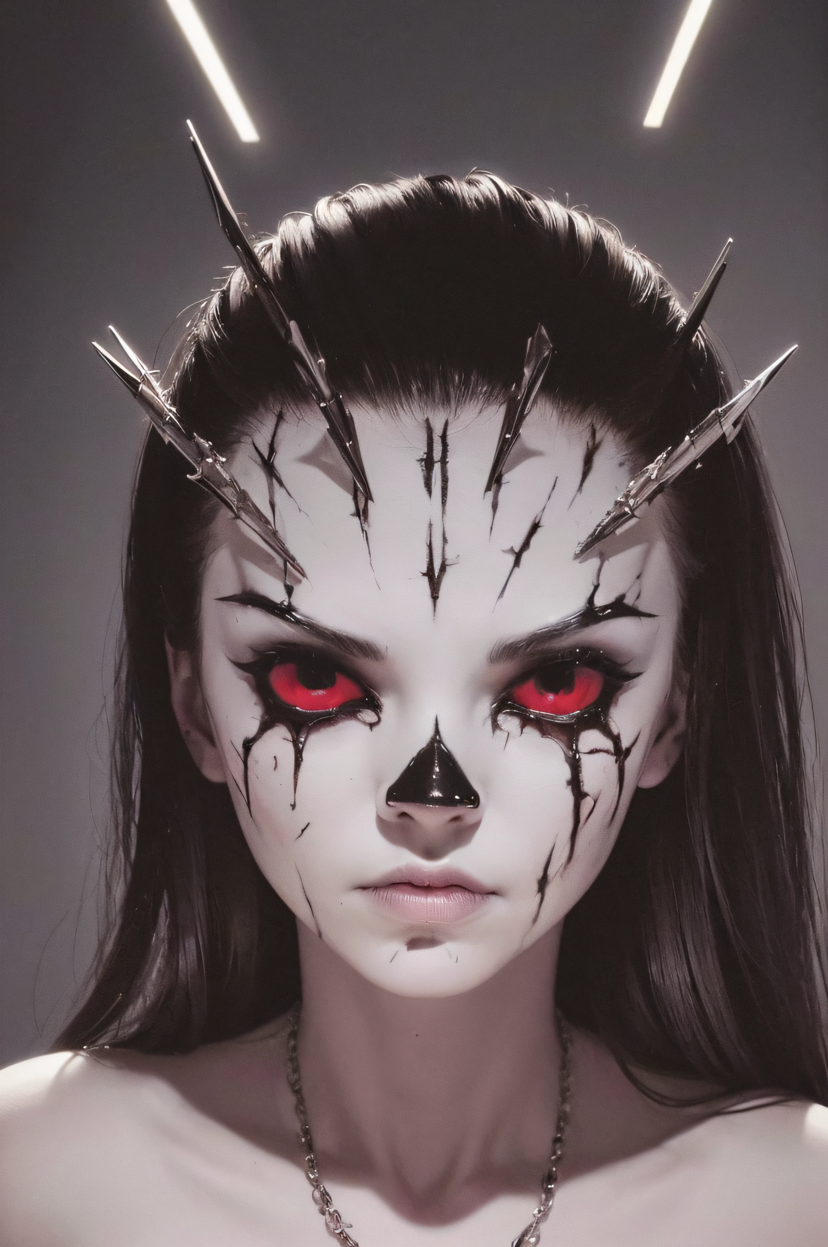 "(The best lighting, oscuro, dramatic),(feto calavera alien, Hellraiser, Cicatrices, , sexy, cerebro, sangre, una rata dentro de la cabeza, terror.),(ojos rojos, calaveras). morning light.