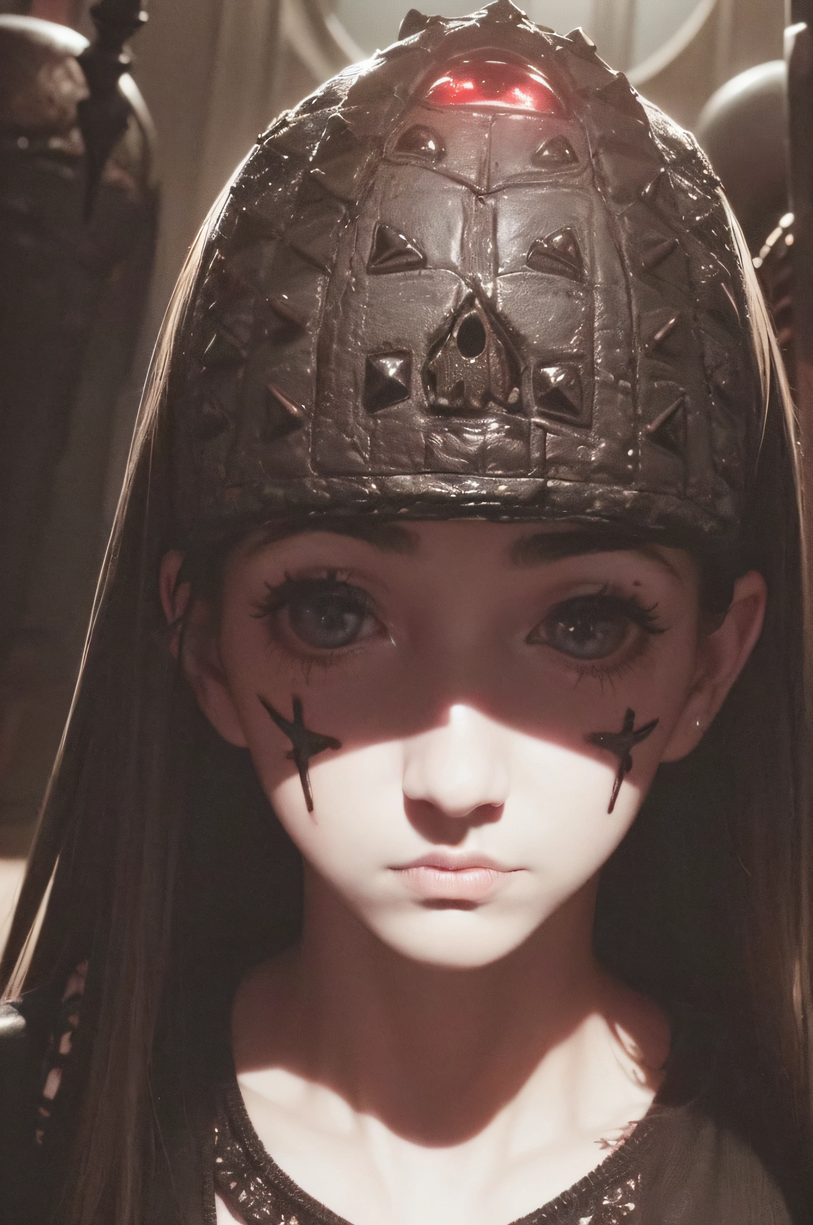 "(The best lighting, oscuro, dramatic),(feto calavera alien, Hellraiser, Cicatrices, , sexy, cerebro, sangre, una rata dentro de la cabeza, terror.),(ojos rojos, calaveras). morning light.
