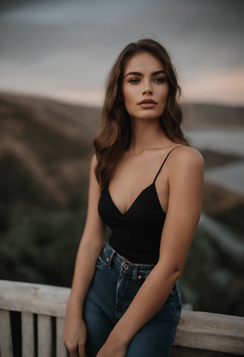 Femme russe dans un haut de soutien-gorge noir posant pour une photo, 24 ans, sexy face, jaw dropping beauty, Portrait Sophie Mudd, 21 ans, she is wearing a black tank top, jaw dropping beauty, 2 2 ans, gaz sexy, 1 6 ans, Looking hot, sexy look at the camera, clivage