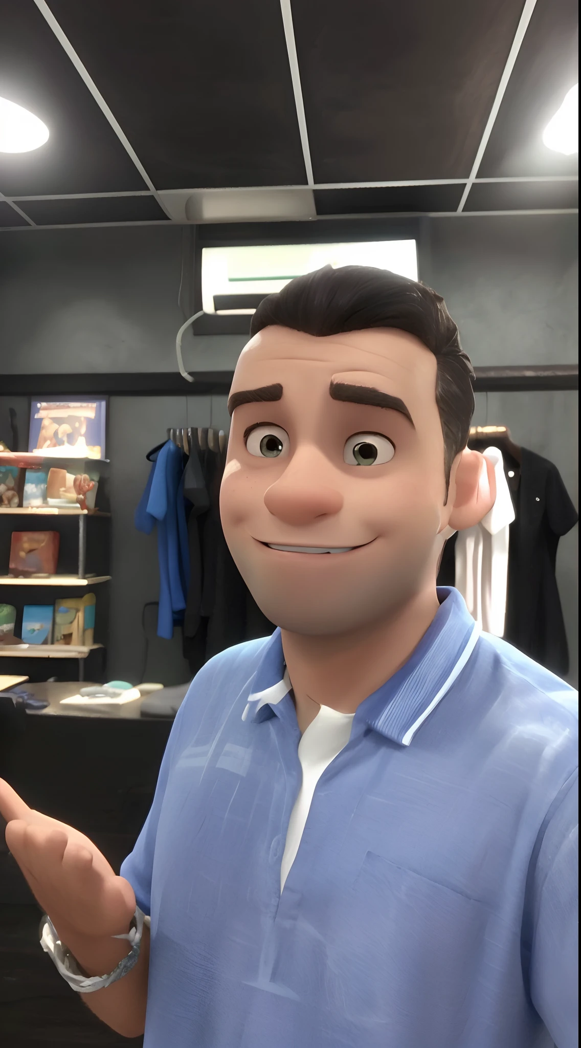 Um homem com aparelho nos dentes, estilo disney pixar, cartoon, alta qualidade, melhor qualidade