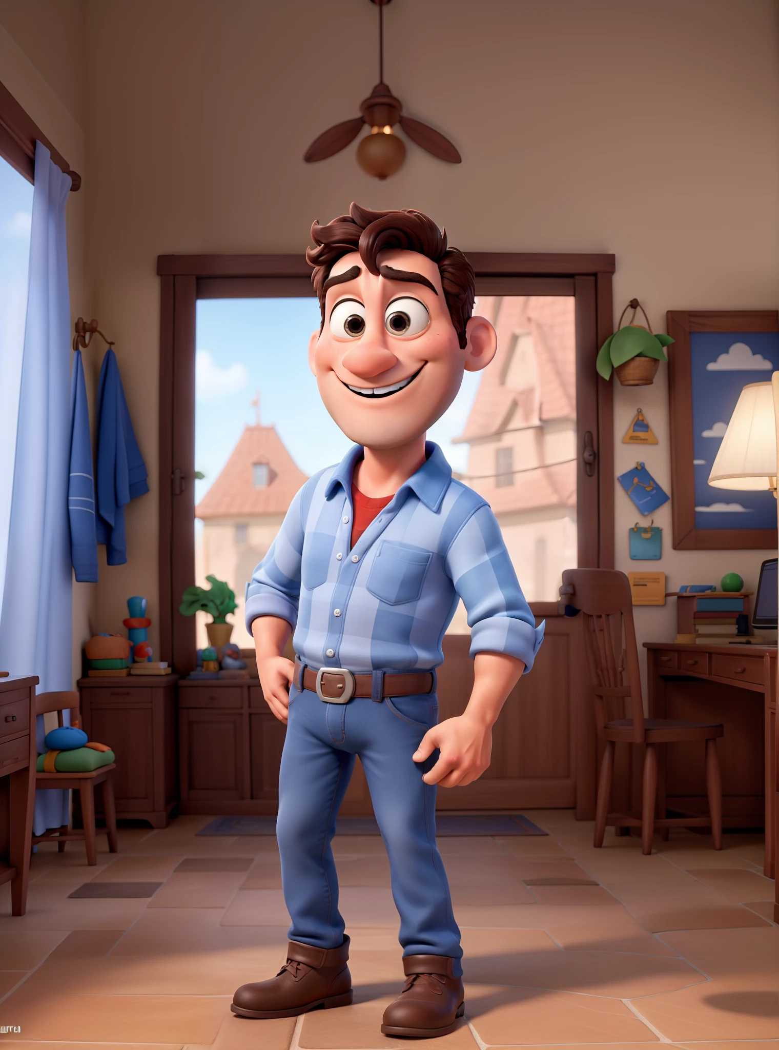 Homem estilo Disney Pixar, alta qualidade, melhor qualidade