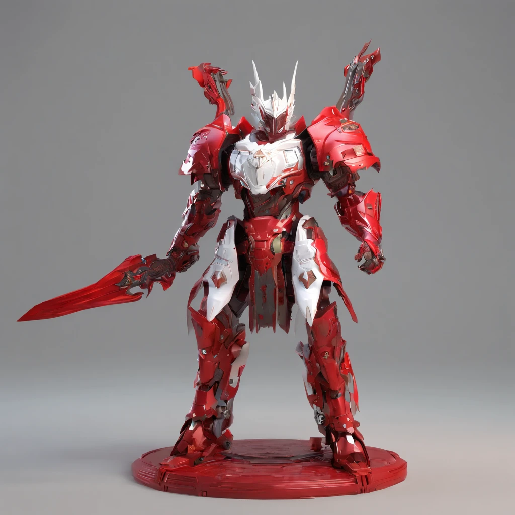 Dark_Fantasy, Cyberpunk, (Fang Tian Painting Halberd, White Horse, Red: 1.1), 1 Man, Mechanical Marvel, Robot Existence, Cybernetics Guardian, Beauty