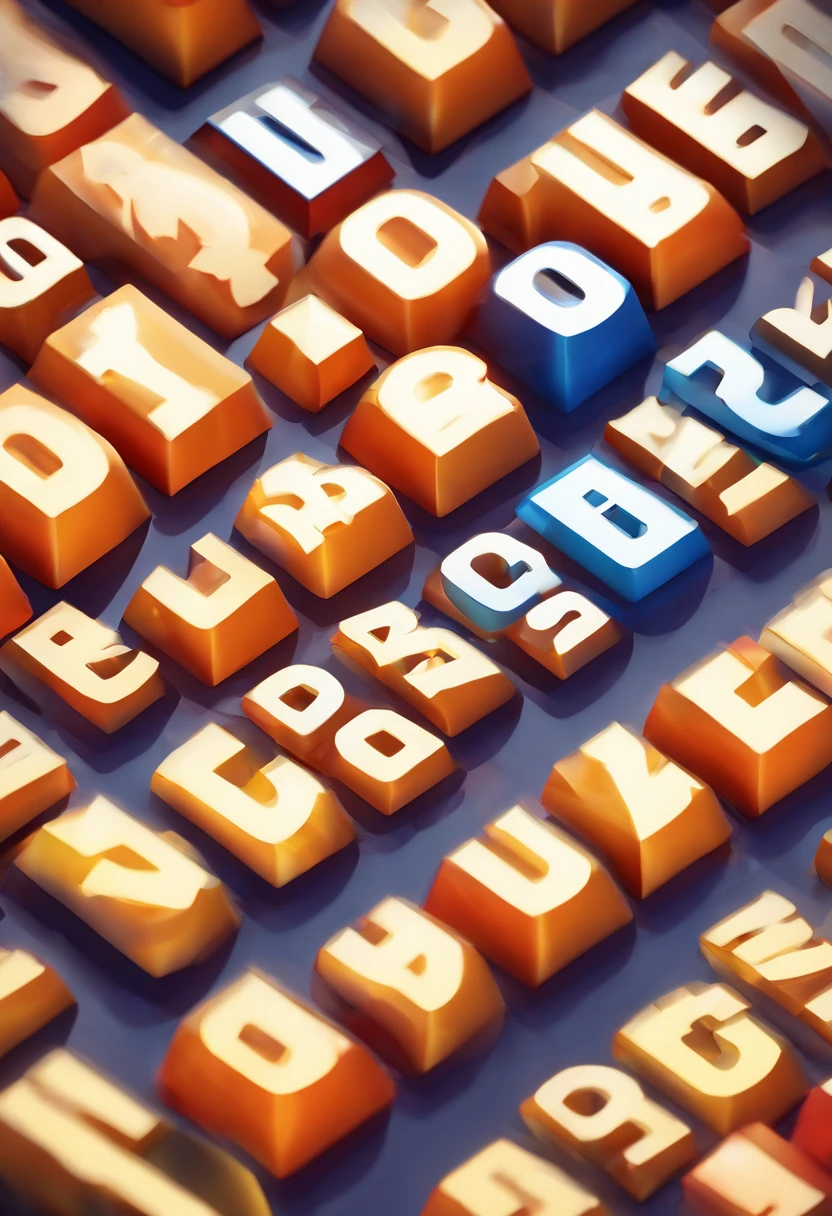 3D style There are two words UI floating on the keyboard, the main content has a strong light on the right, and the light and shadow hit the two words of UI Large background image