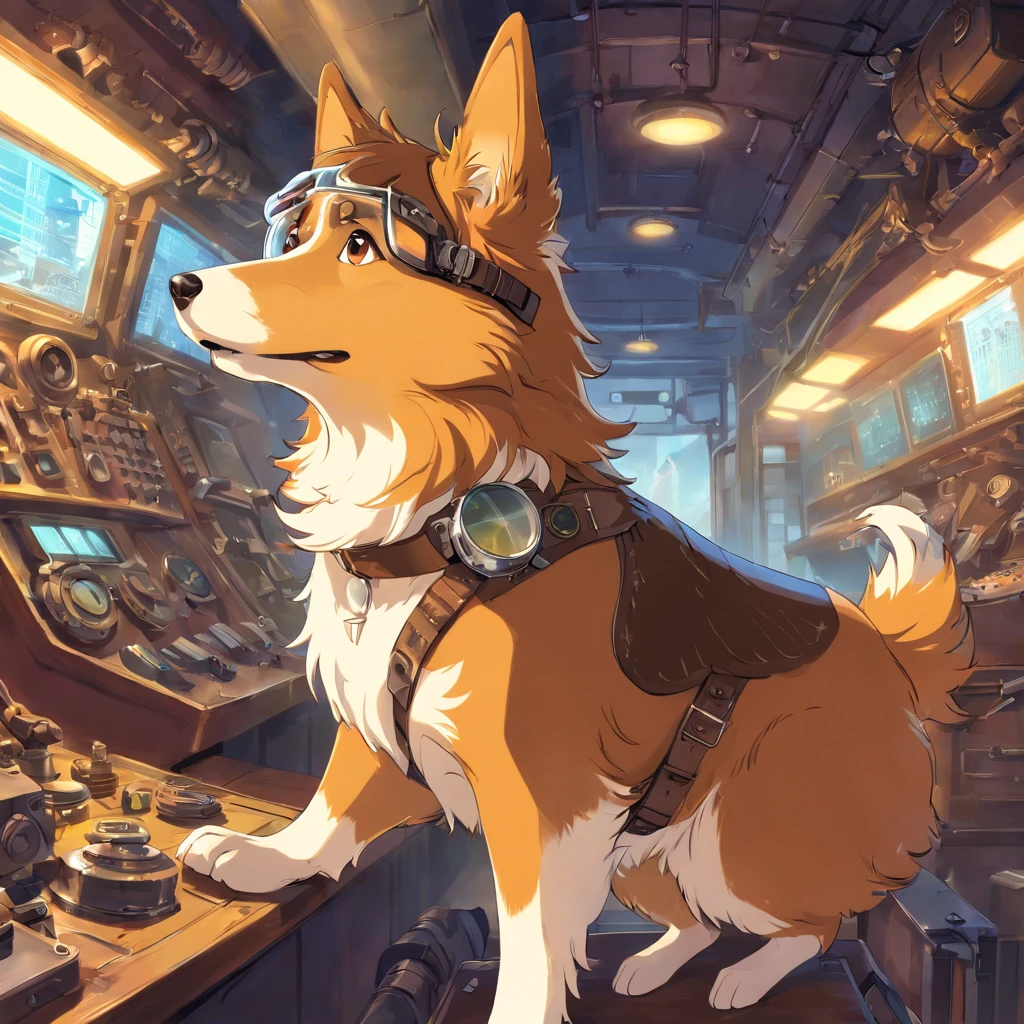 Shetland Sheepdog,独奏, steampunc, Pilot Goggles,