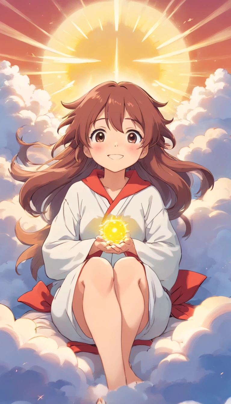 heal,Reject EMO,Very happy,Very happy,Face life with a smile,rays of sunshine,long whitr hair,Cloud pajamas,Lovely cloud pillows,Puppy pillows