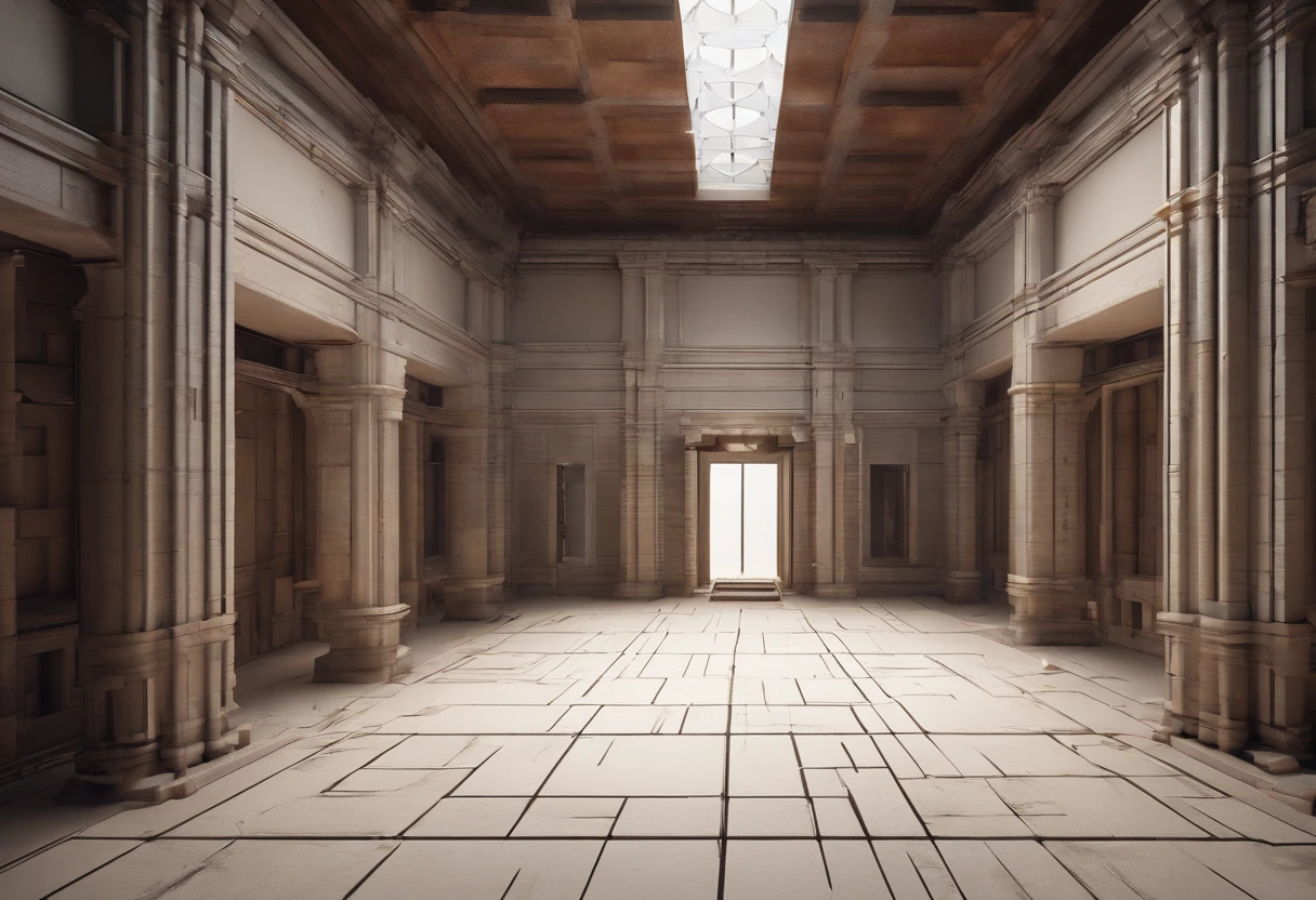 Liminal space, prison courtyard, empty, scary, dark, intricate linework, dreadful feeling, fear, scary