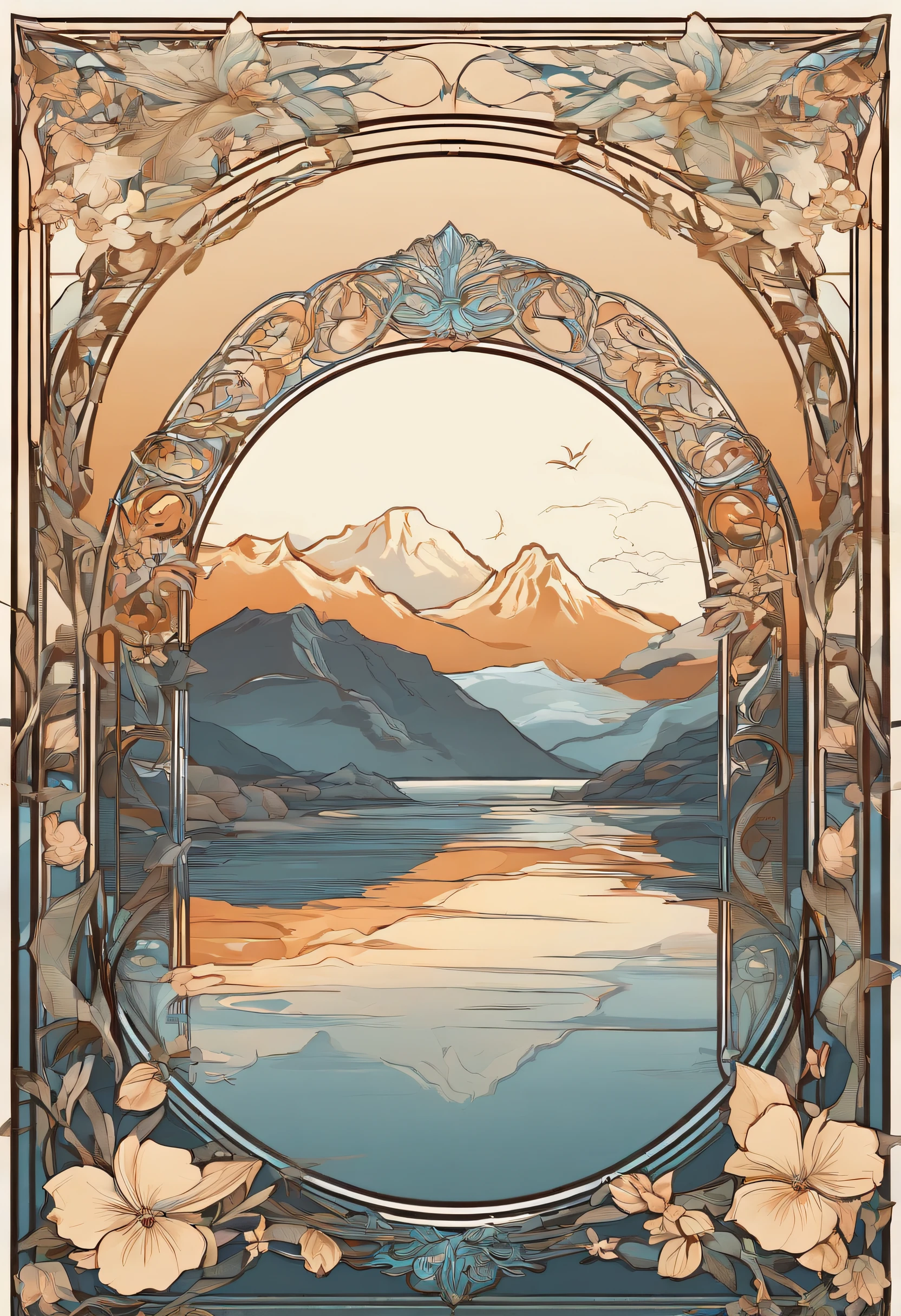 (((Masterpiece))),Best quality, snow mountains, scenery, sky, Outdoors,jasmine flowers,