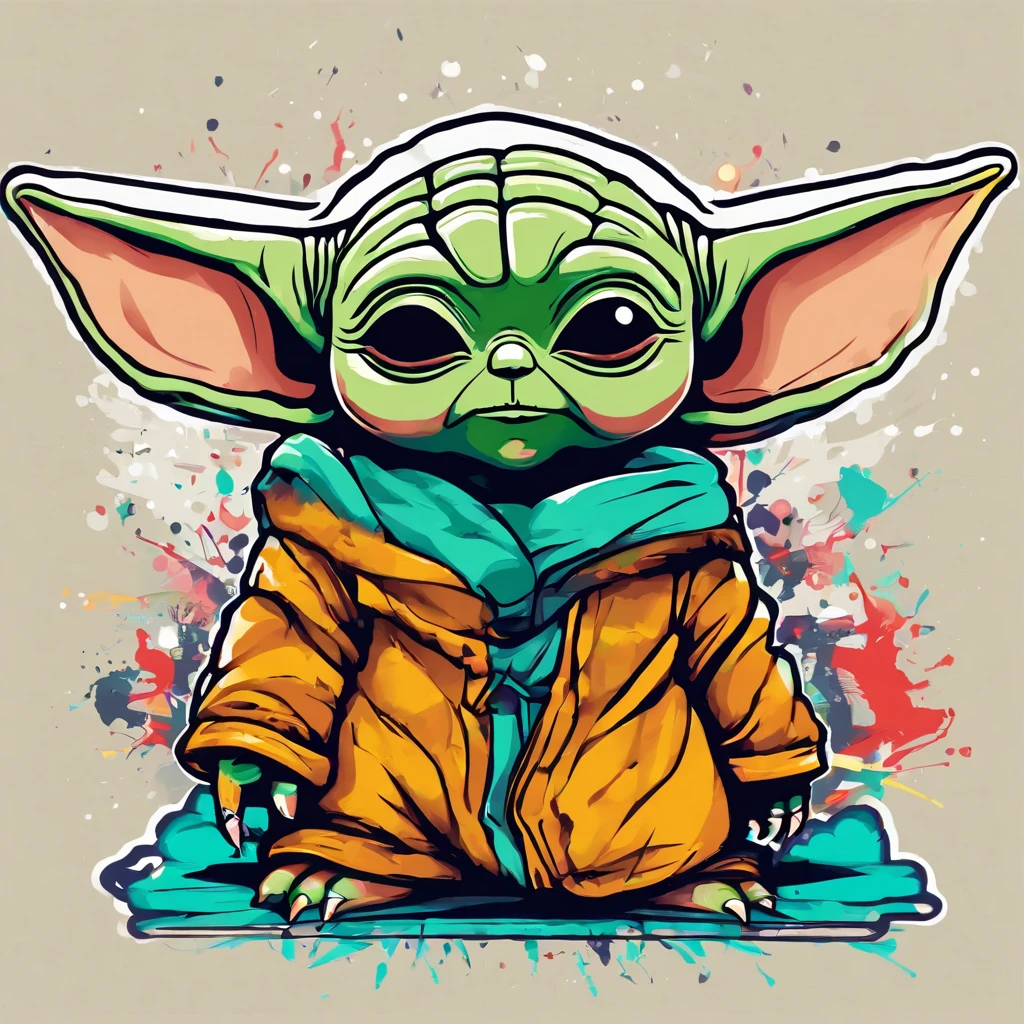 Yoda , mignon, personnage en entier , logo pour tee-shirt