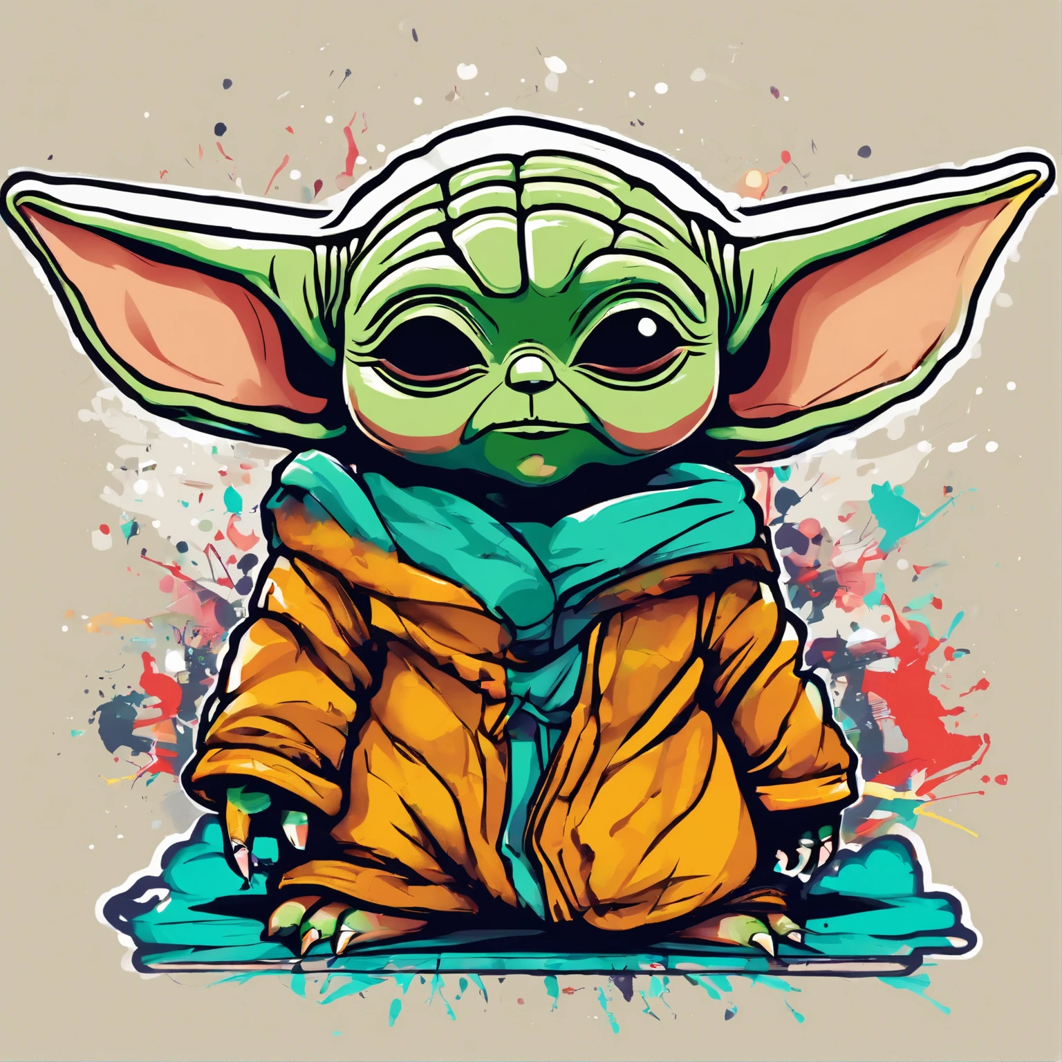 Yoda , mignon, personnage en entier , logo pour tee-shirt