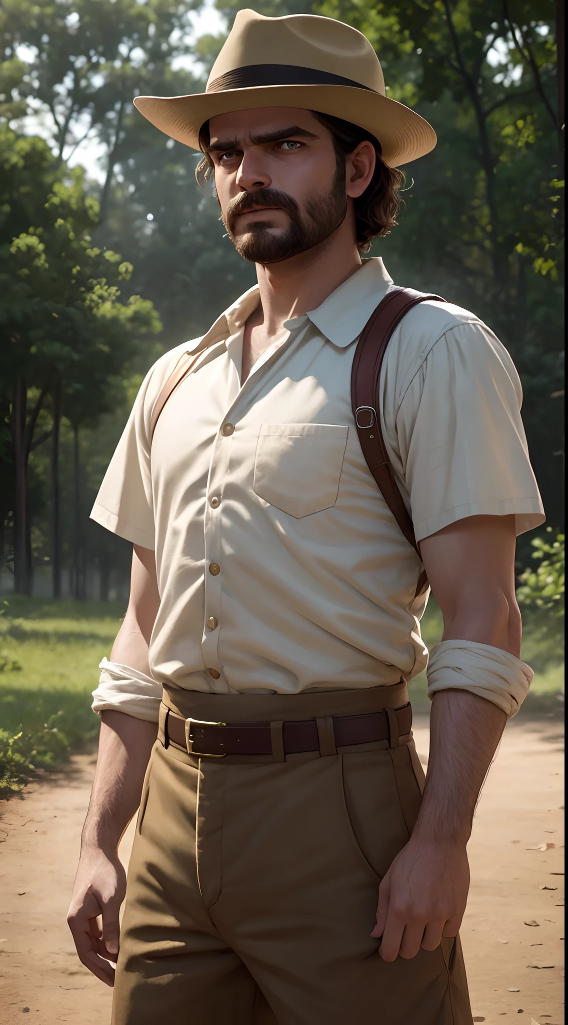 stranger things character Jim Hopper,in Indian traditional dress, realistic looking image, hyperrealistic, 8k image, bright sunlight on face