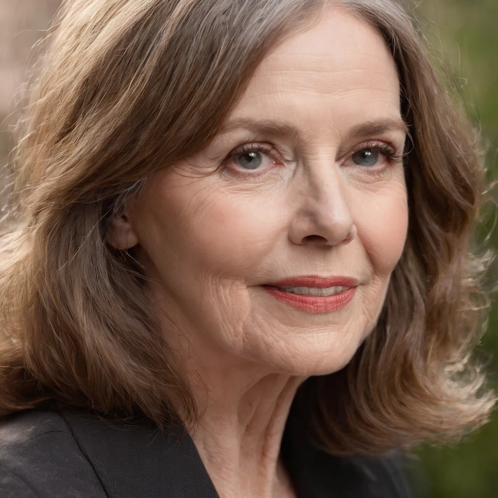 70 yrs old Diane Keaton, closeup cleavage,photography of,k hd,looks into camera,is shy,Dark background,soft warm light,deep shading,Expensive cameras,Portrait film,winning artwork,tmasterpiece