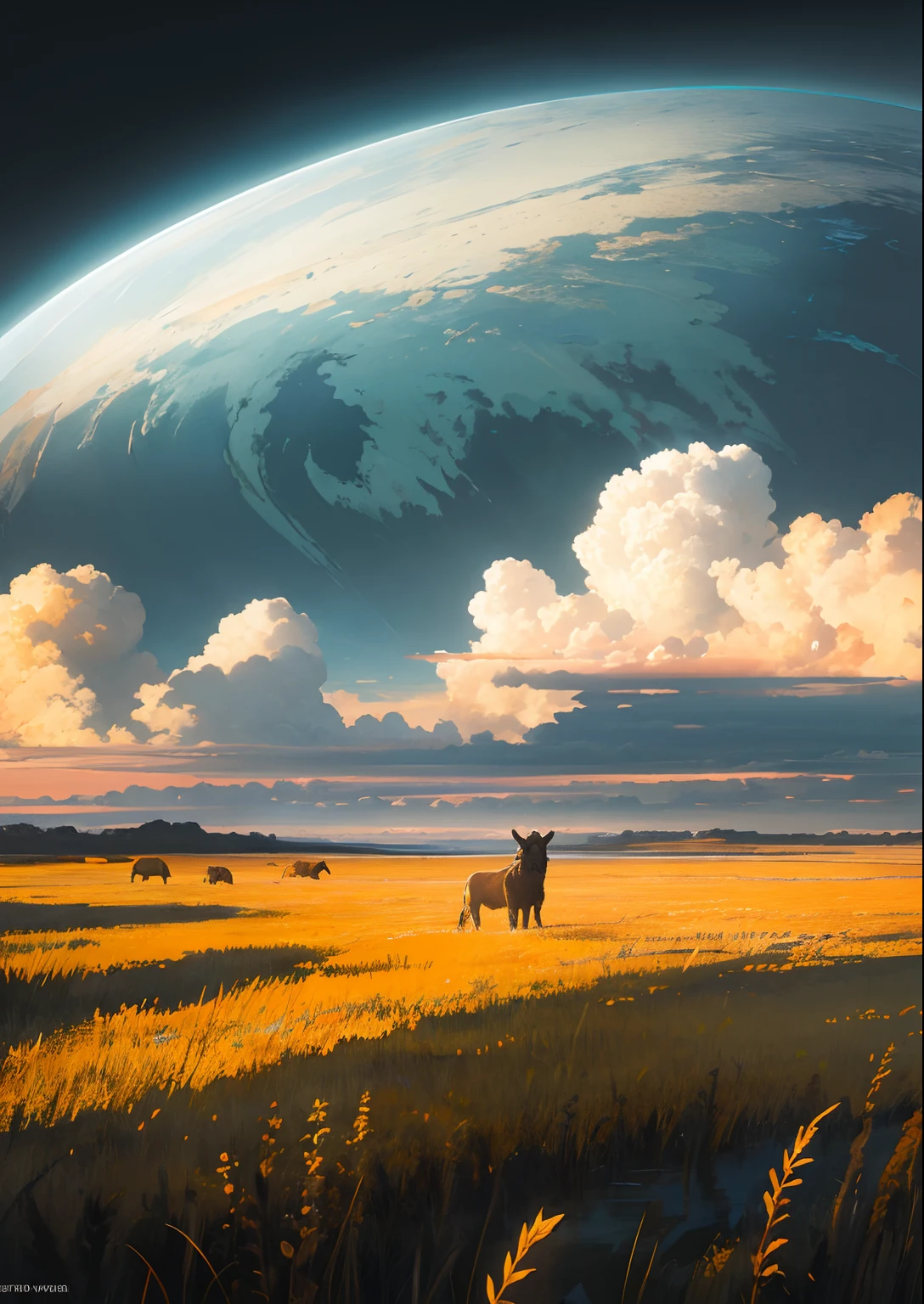 Prairie, landscape photography, expansive, awe-inspiring, breathtaking, vivid colors, dramatic lighting, wide-angle, sharp focus, good exposure, midday, hurricane