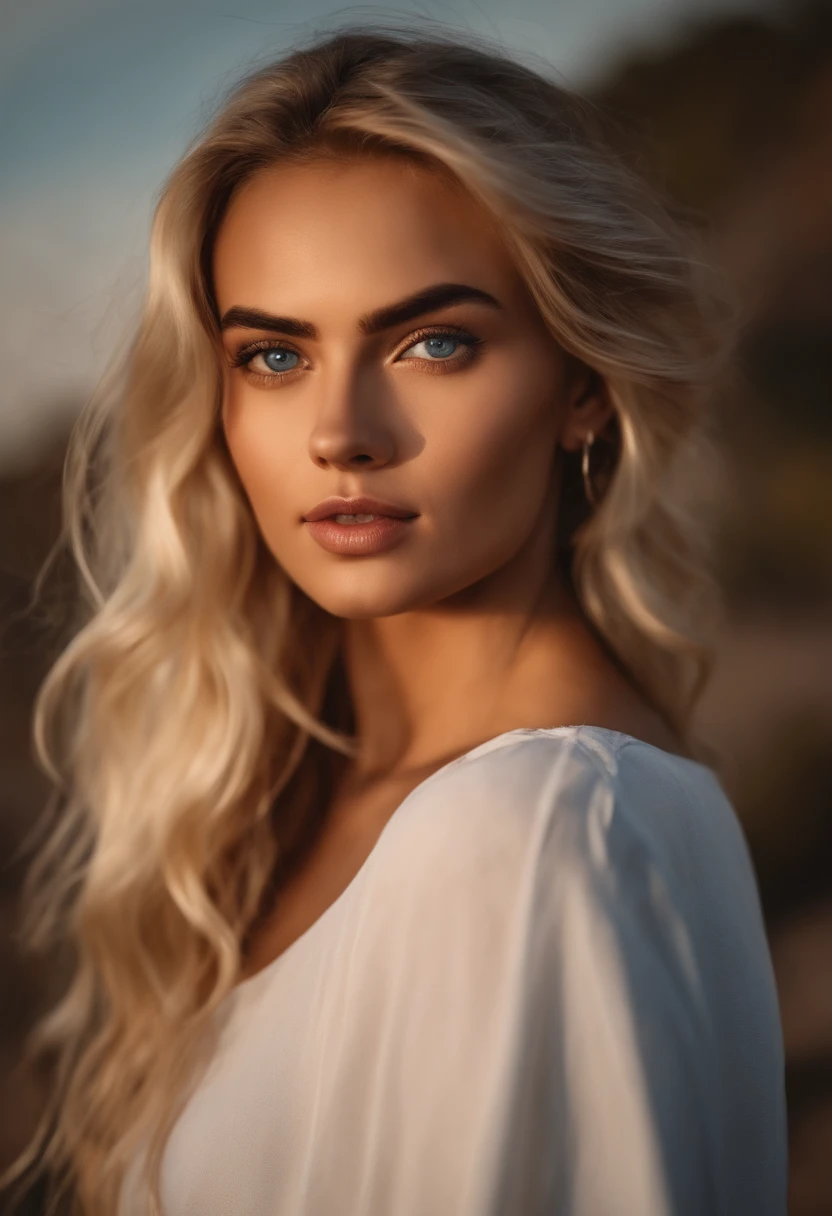 Chica rubia con ojos azules, ultra realista, meticulosamente detallado, selfie de una mujer joven
