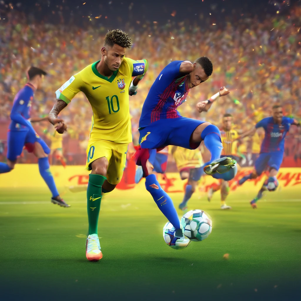Neymar plays football against Ronaldo, Come up with a poster for a cartoon, that the top of the poster must have Disney-produced text
