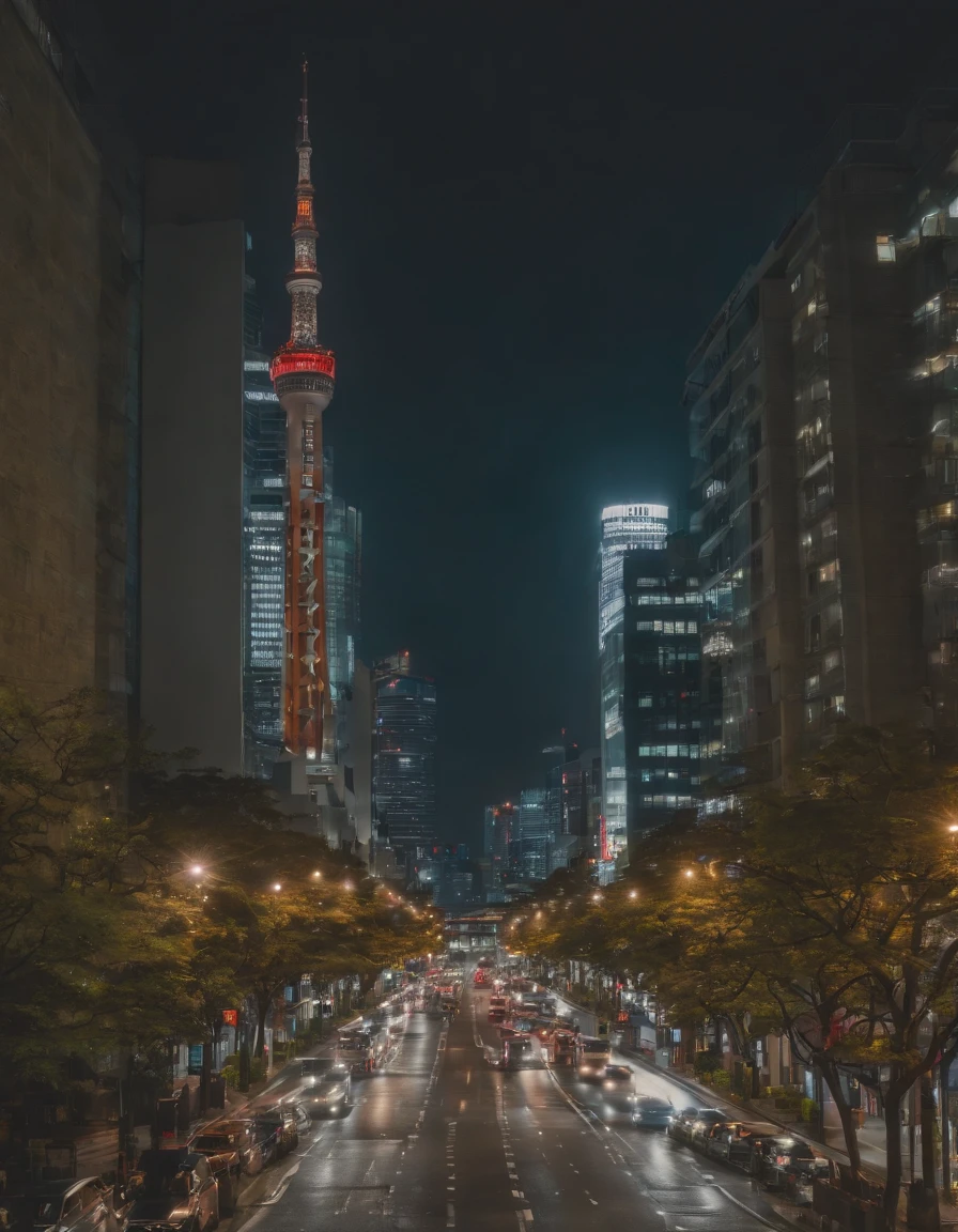 tokyo street,night, cityscape,city lights,, 8k, RAW photo, best quality, masterpiece,realistic, photo-realistic, background image for photo